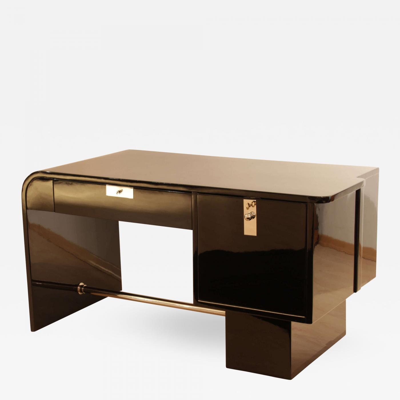 Small Art Deco Desk Black And Chrome France Circa 1925