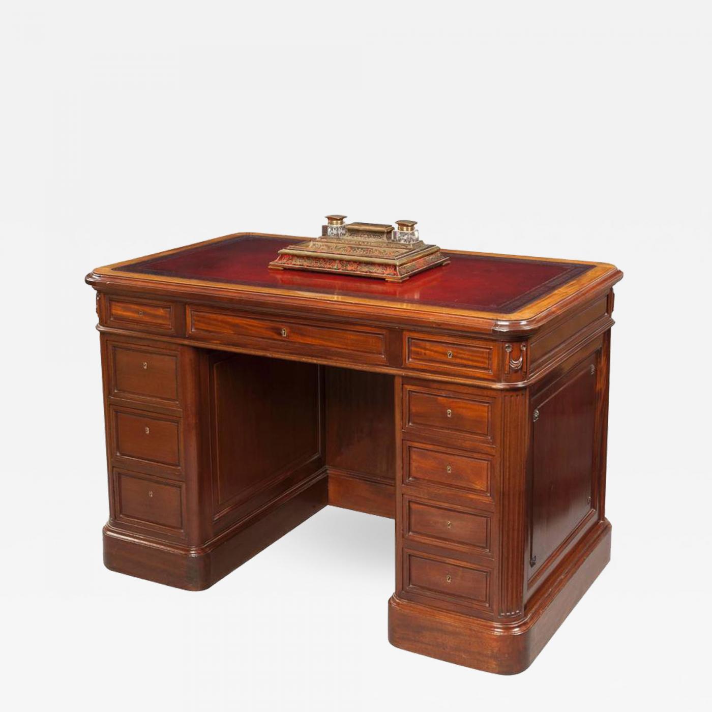 Small French Mahogany Library Desk In The Neoclassical Style