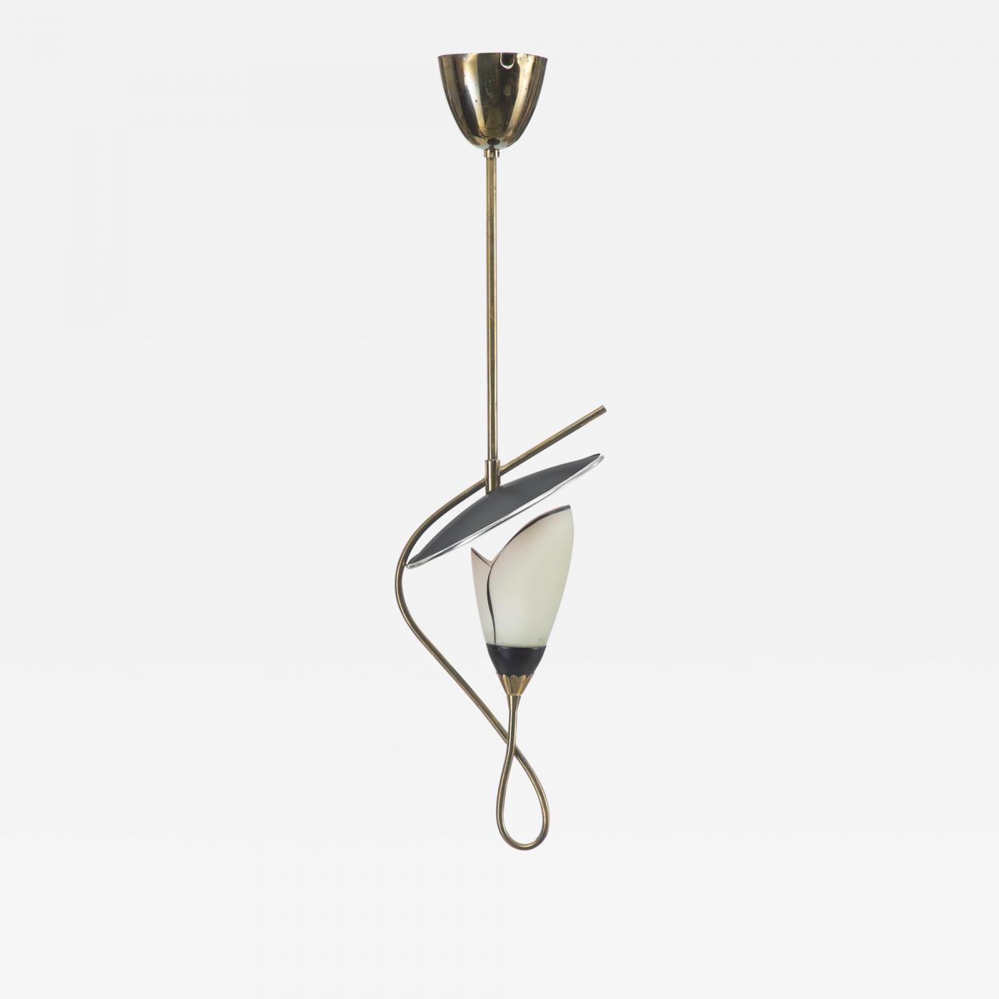 Solbergs Fabrikker: Pendant of Brass, Glass & Lacquer