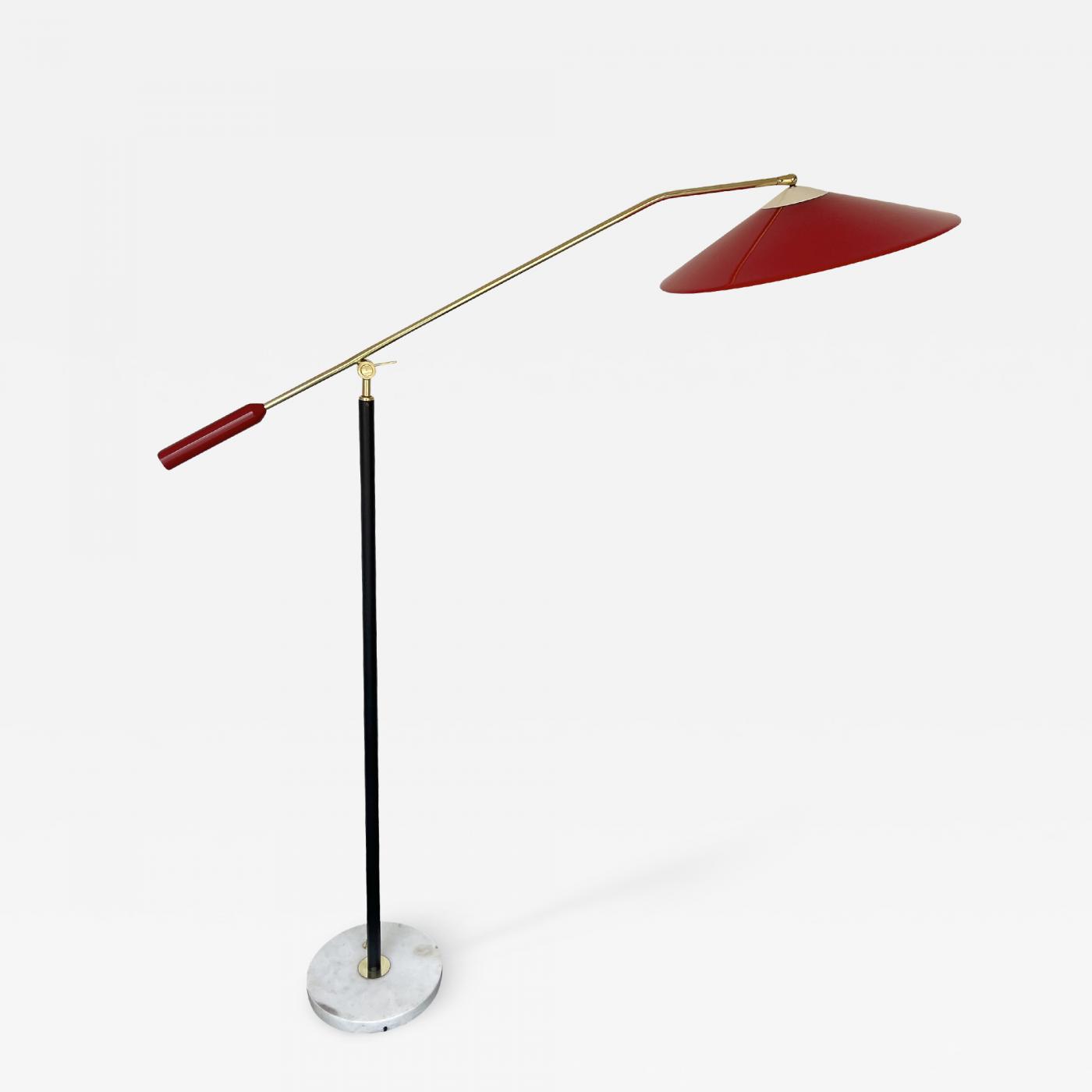 red metal floor lamp