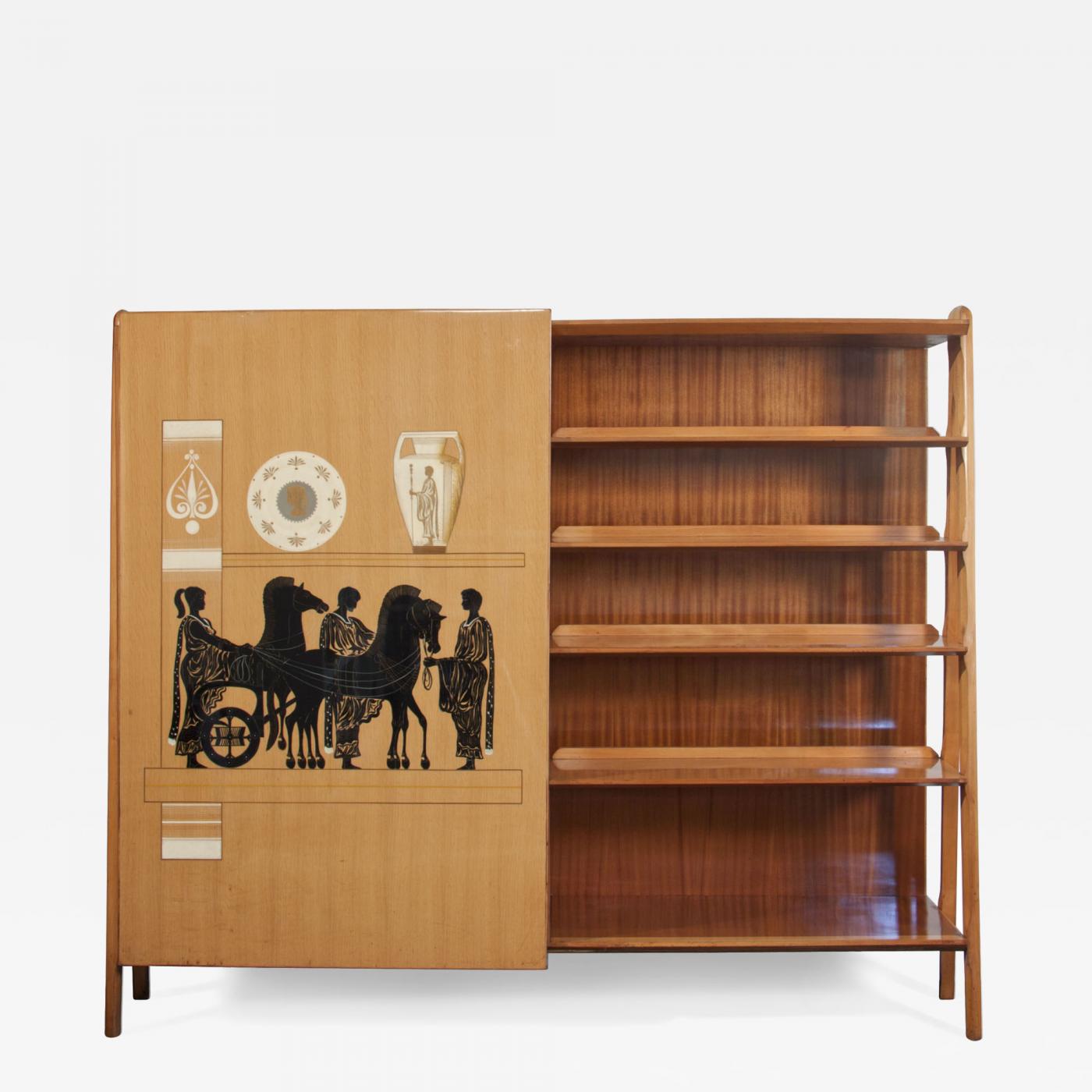 Stunning Italian Wardrobe And Bookcase In The Style Of Fornasetti Ponti