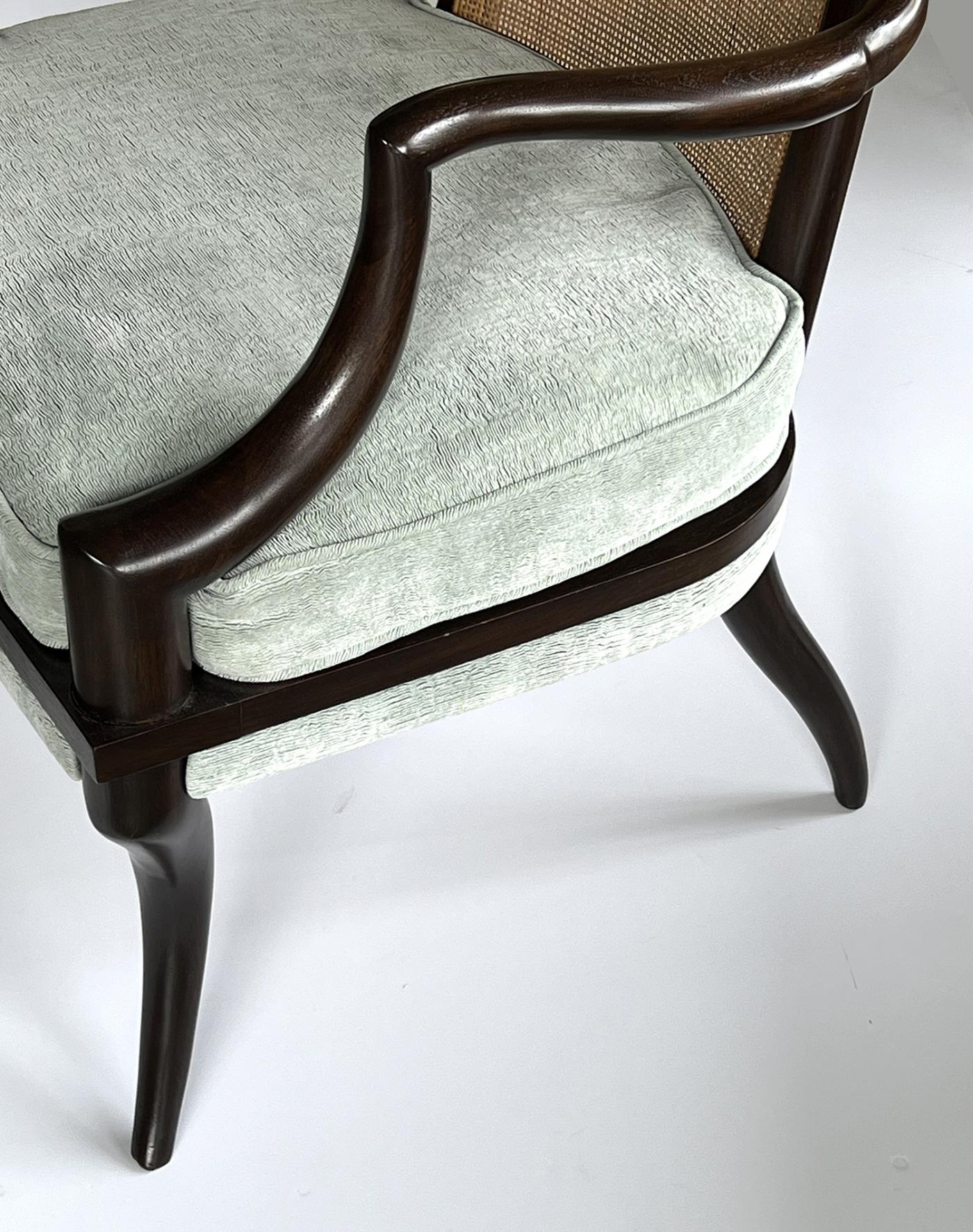 Stylish American 1960s Grand Ledge Chair Co. Caned Highback Arm Chair