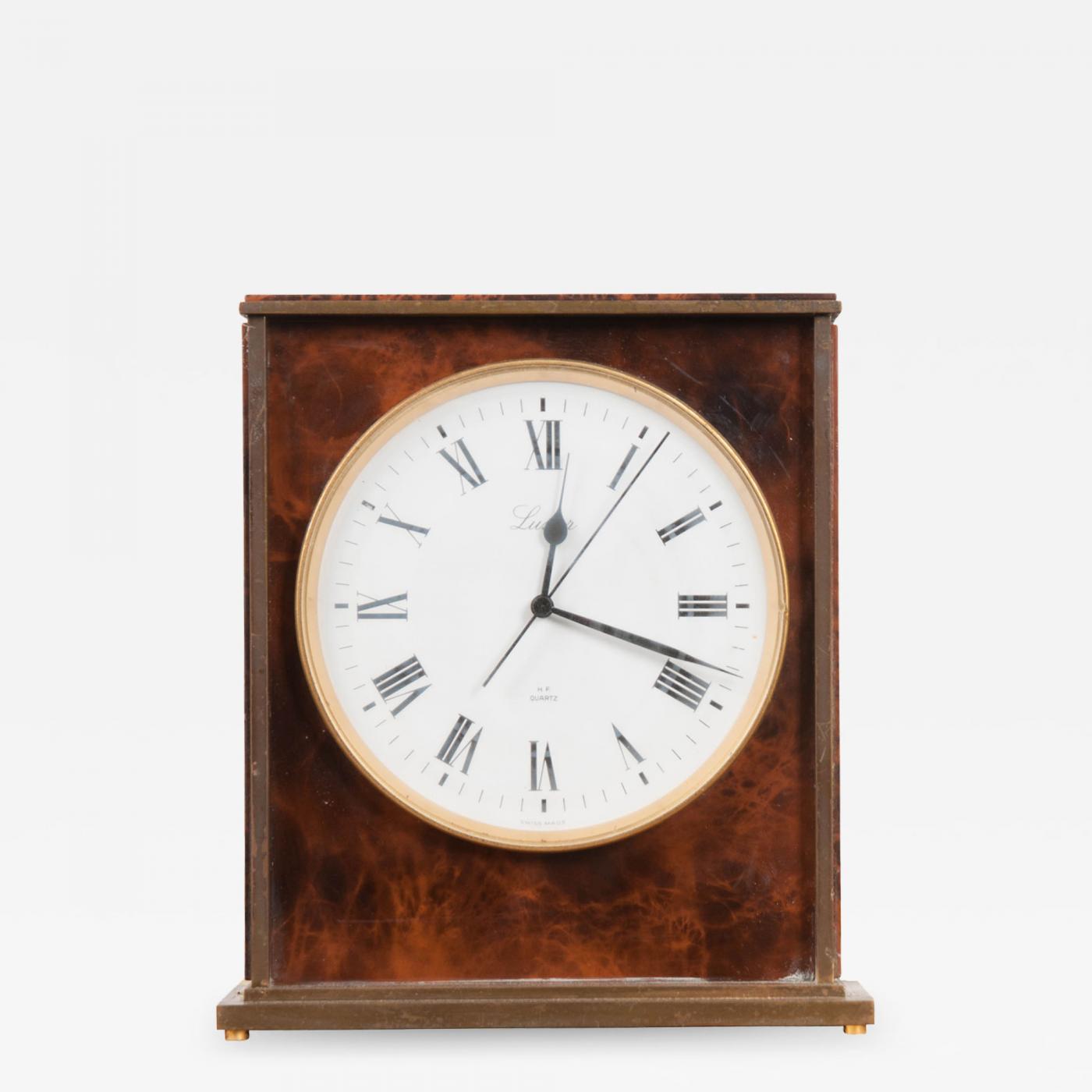 Swiss Vintage Faux Tortoises Desk Clock Listings Decorative Arts Clocks Desk