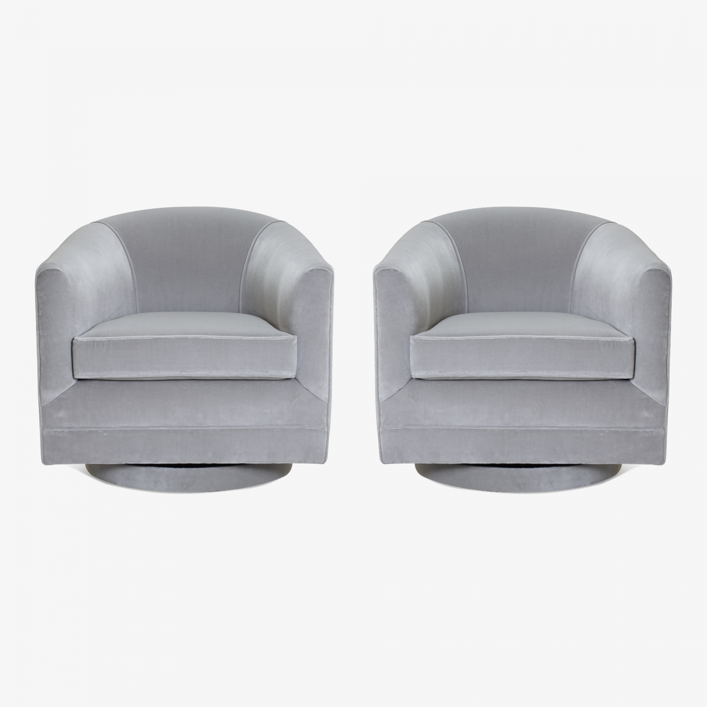 Swivel Tub Chairs in Dove Velvet, Pair