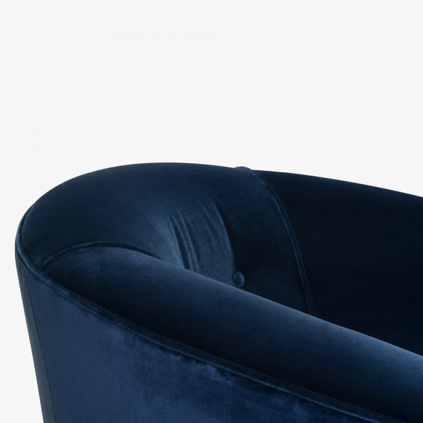 Swivel Tub Chairs in Navy Velvet with Polished Brass Bases, Pair