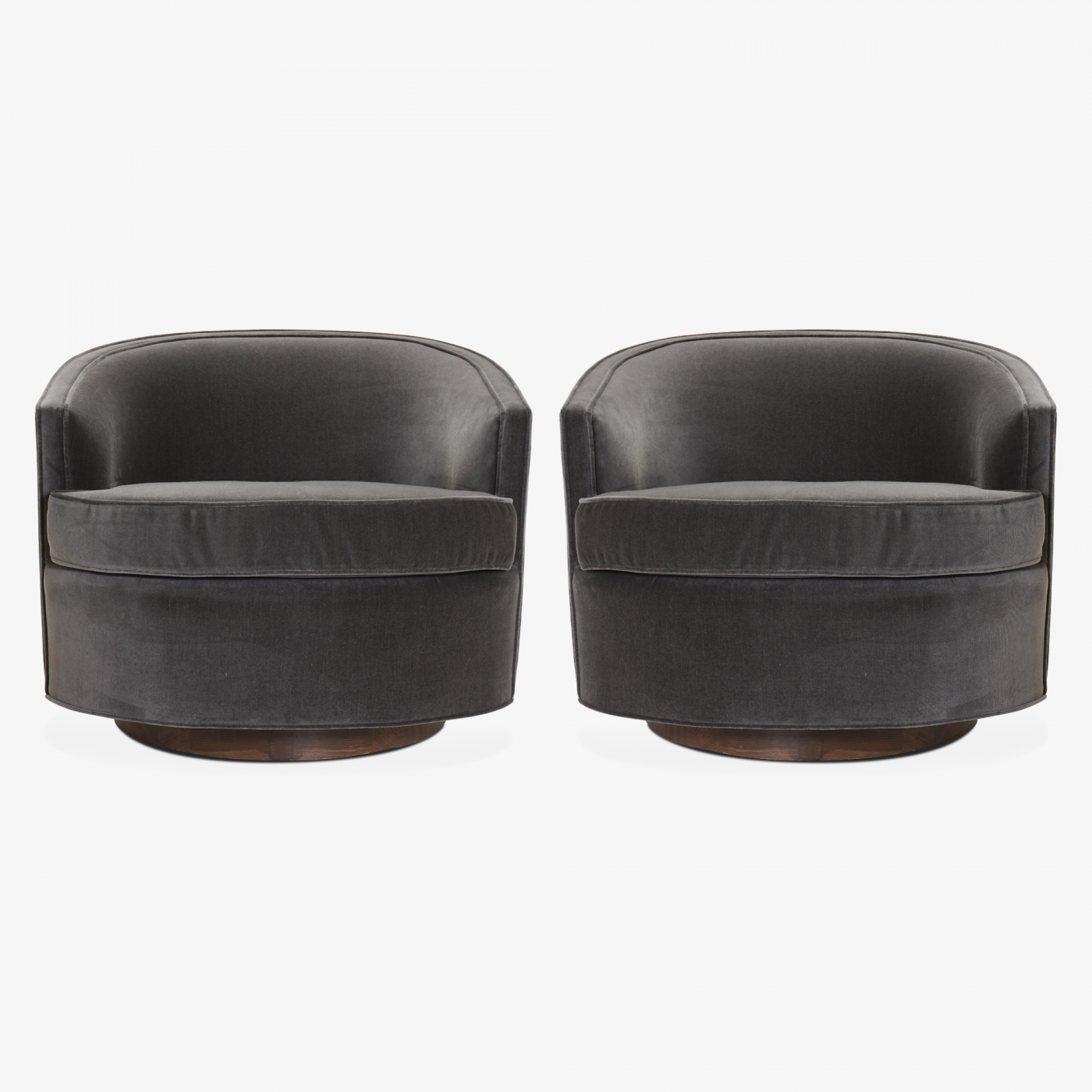 Swivel Tub Chairs in Shadow Velvet, Pair