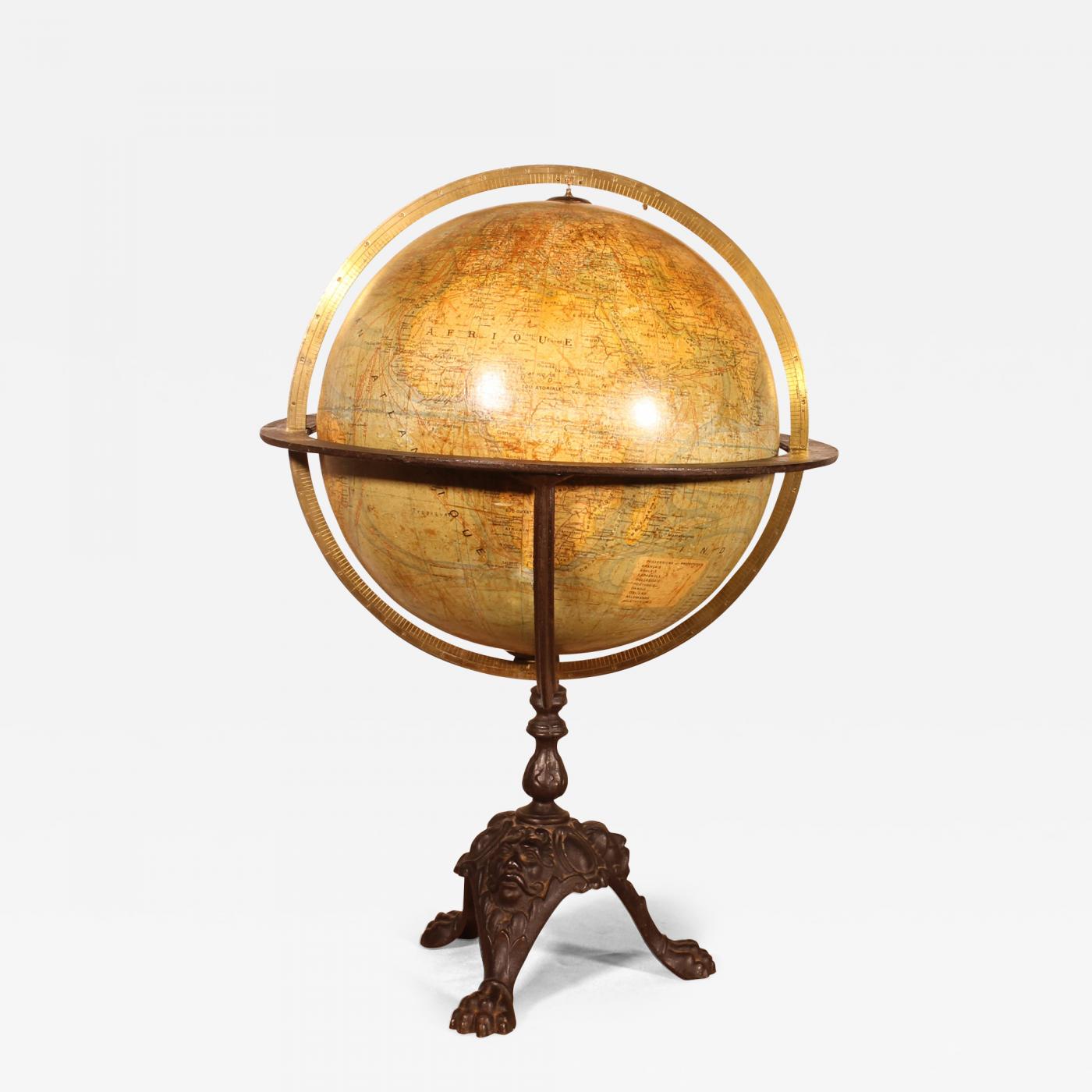 19th Century French Table Globe / Globe Terrestre by J. Forest / Paris