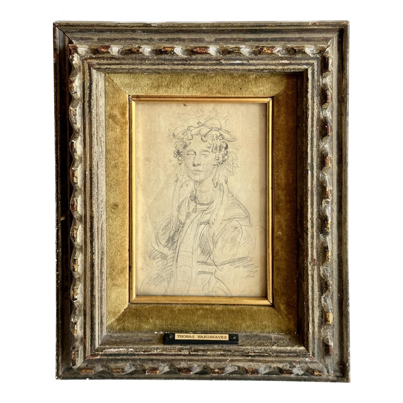 Thomas Hargreaves - Early 19th C English Pencil Portrait Drawing of a ...