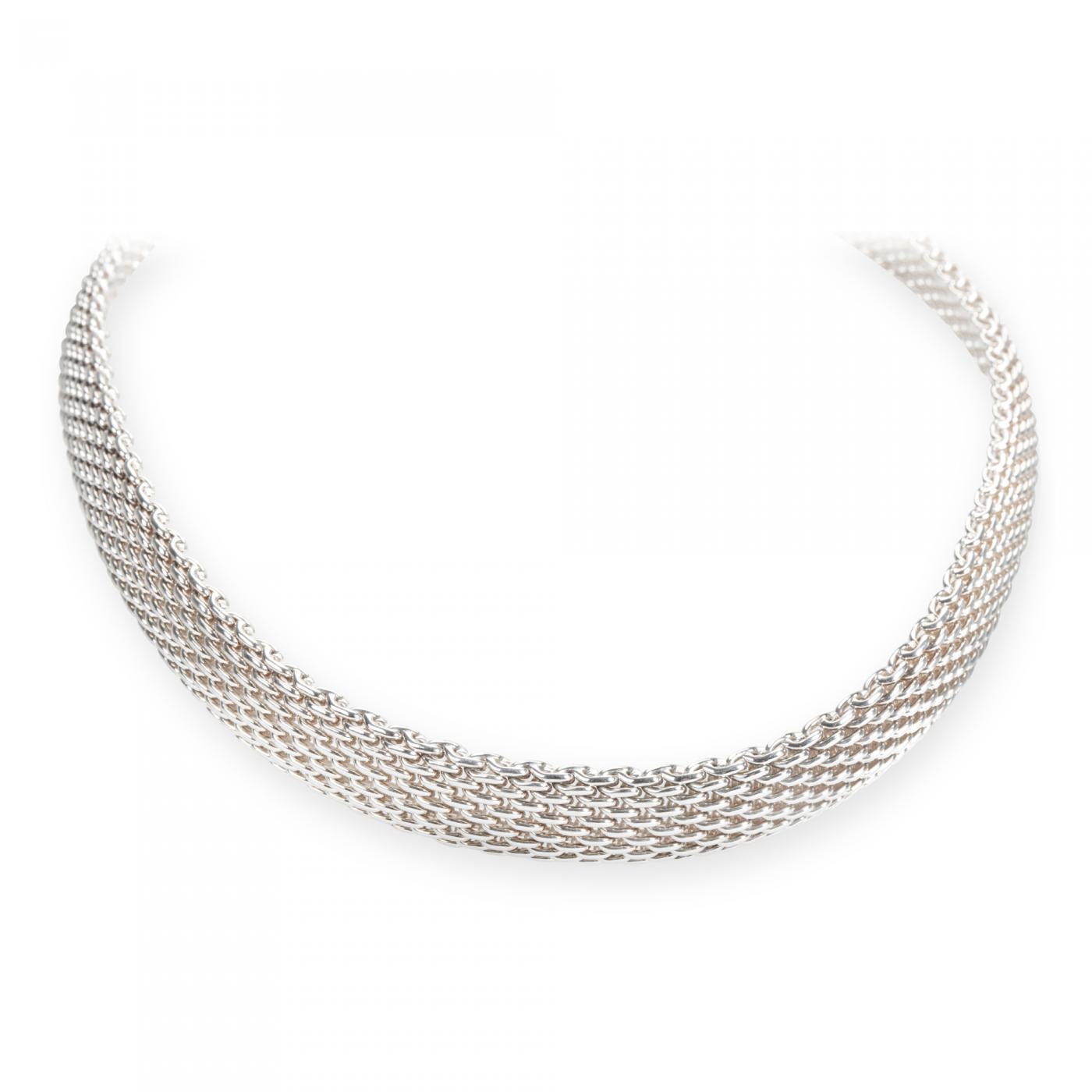 tiffany silver mesh necklace