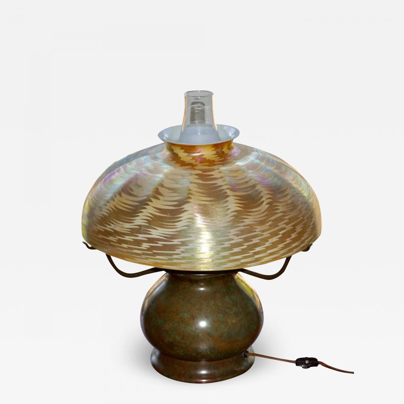 Louis Comfort Tiffany Bronze Damascene Lamp (20th Century)
