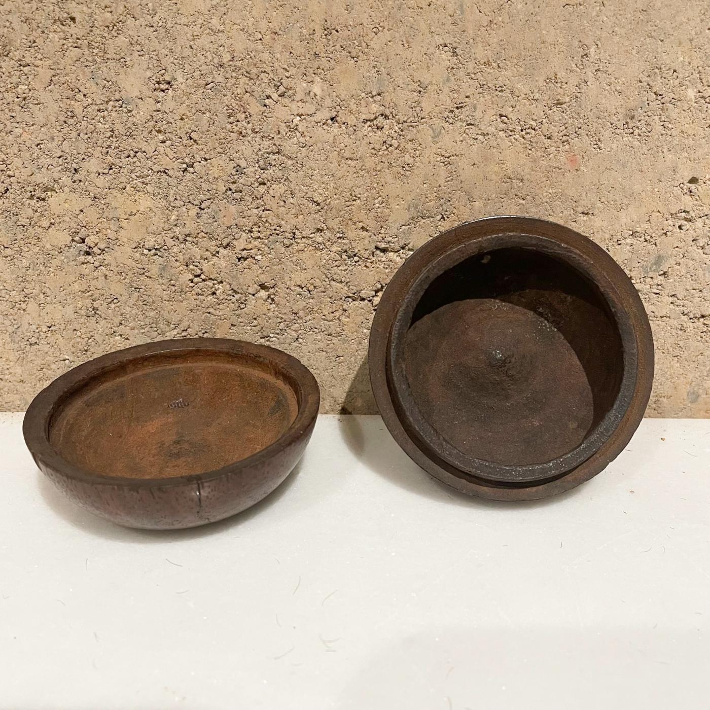 Tiny Round Wood Box Secret Stash Keepsake Container with Lid 1970s