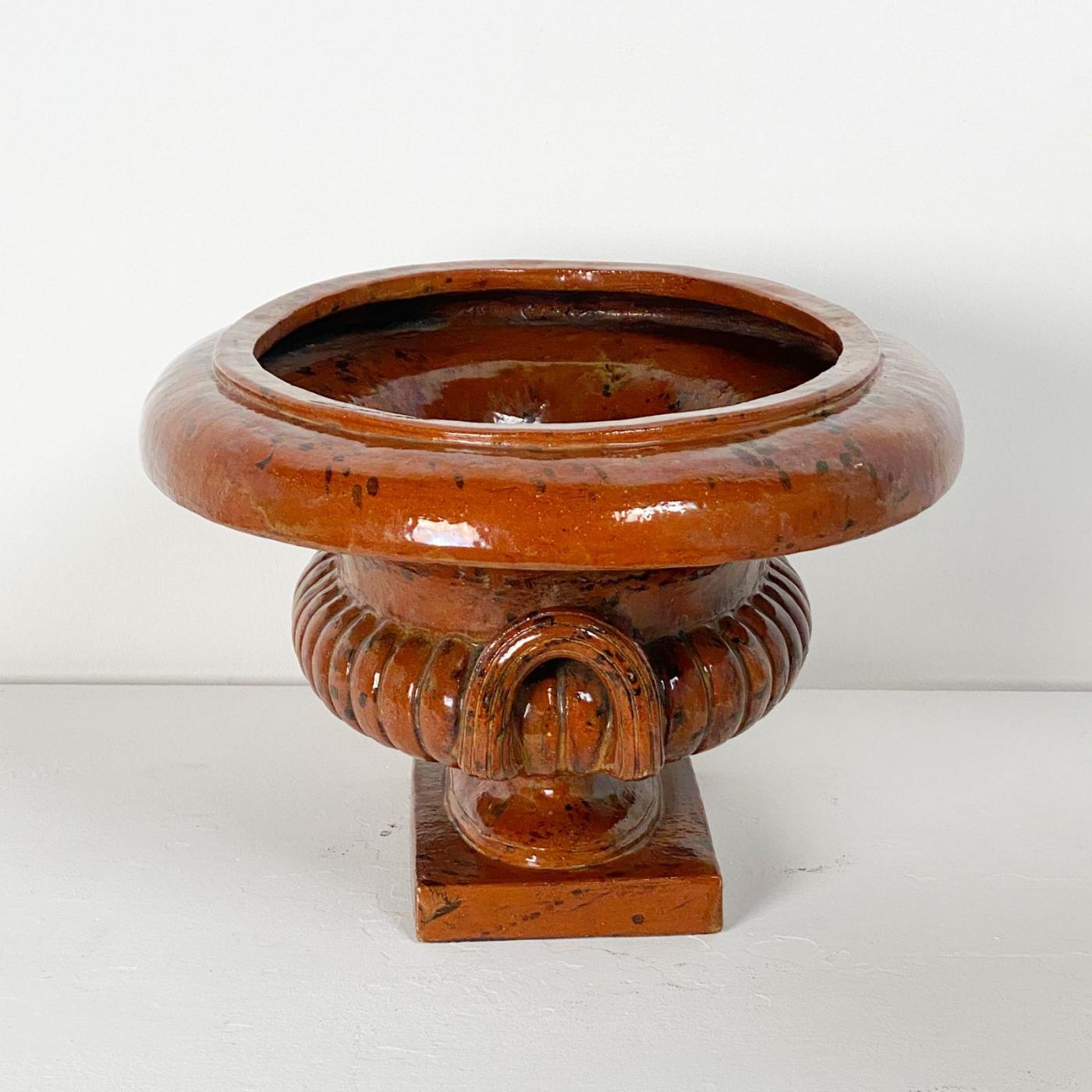 Tortoiseshell Glazed Terracotta Planter, circa 1950
