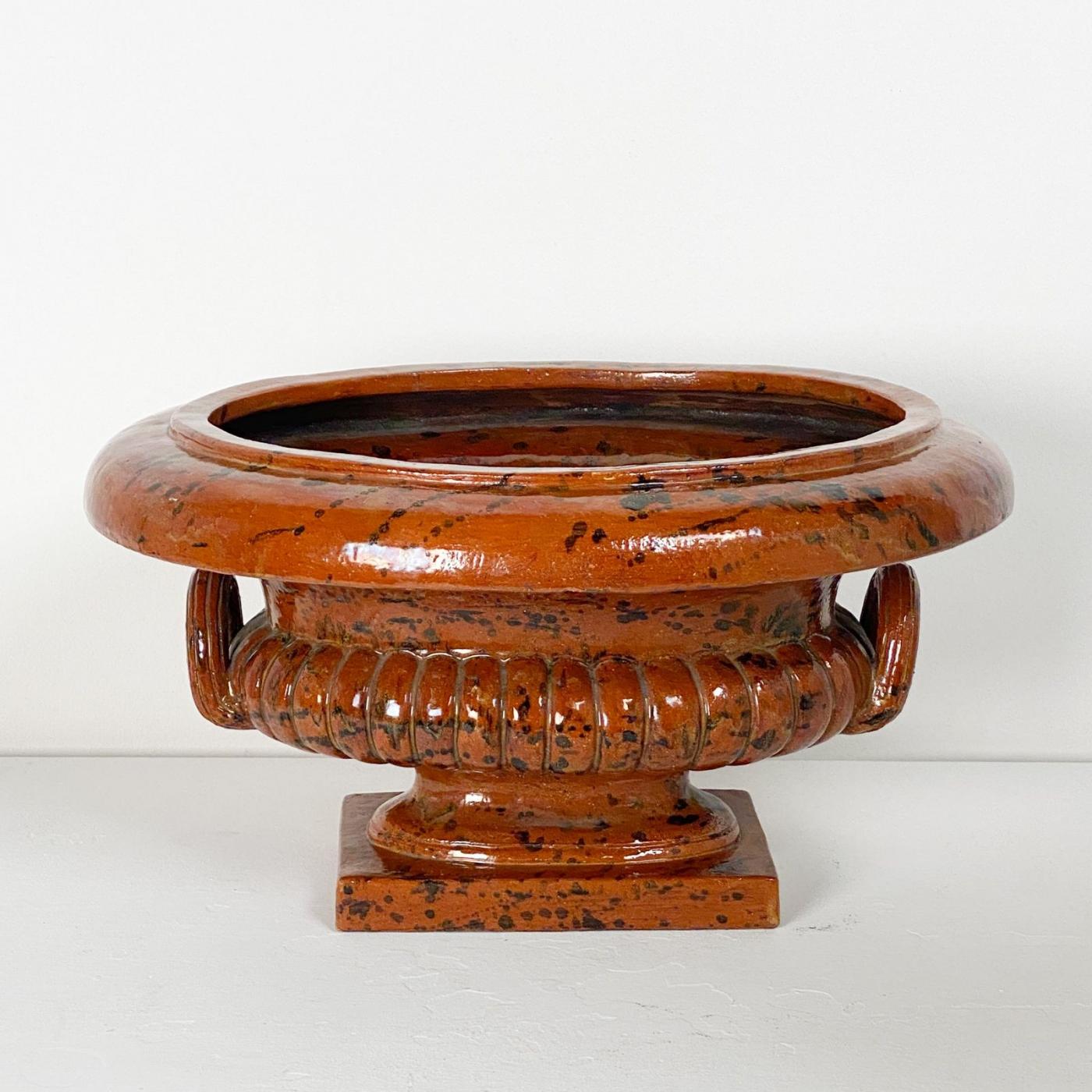 Tortoiseshell Glazed Terracotta Planter, circa 1950