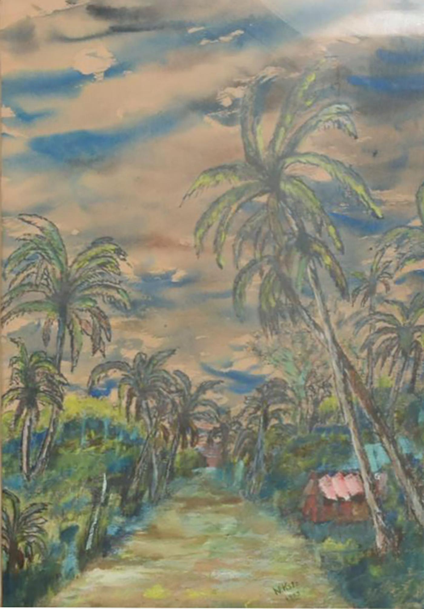 Tropical Paradise Hawaii 1953 Art Painting N Katz