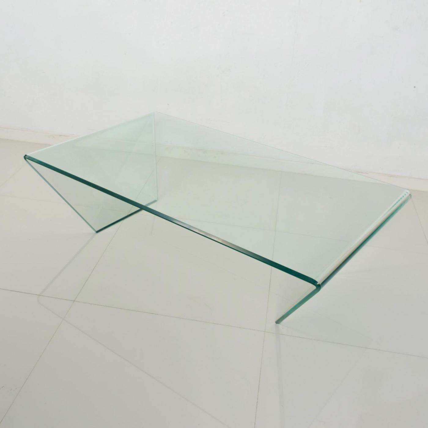 Unique MODERN Angular Bent GLASS Coffee Cocktail Table
