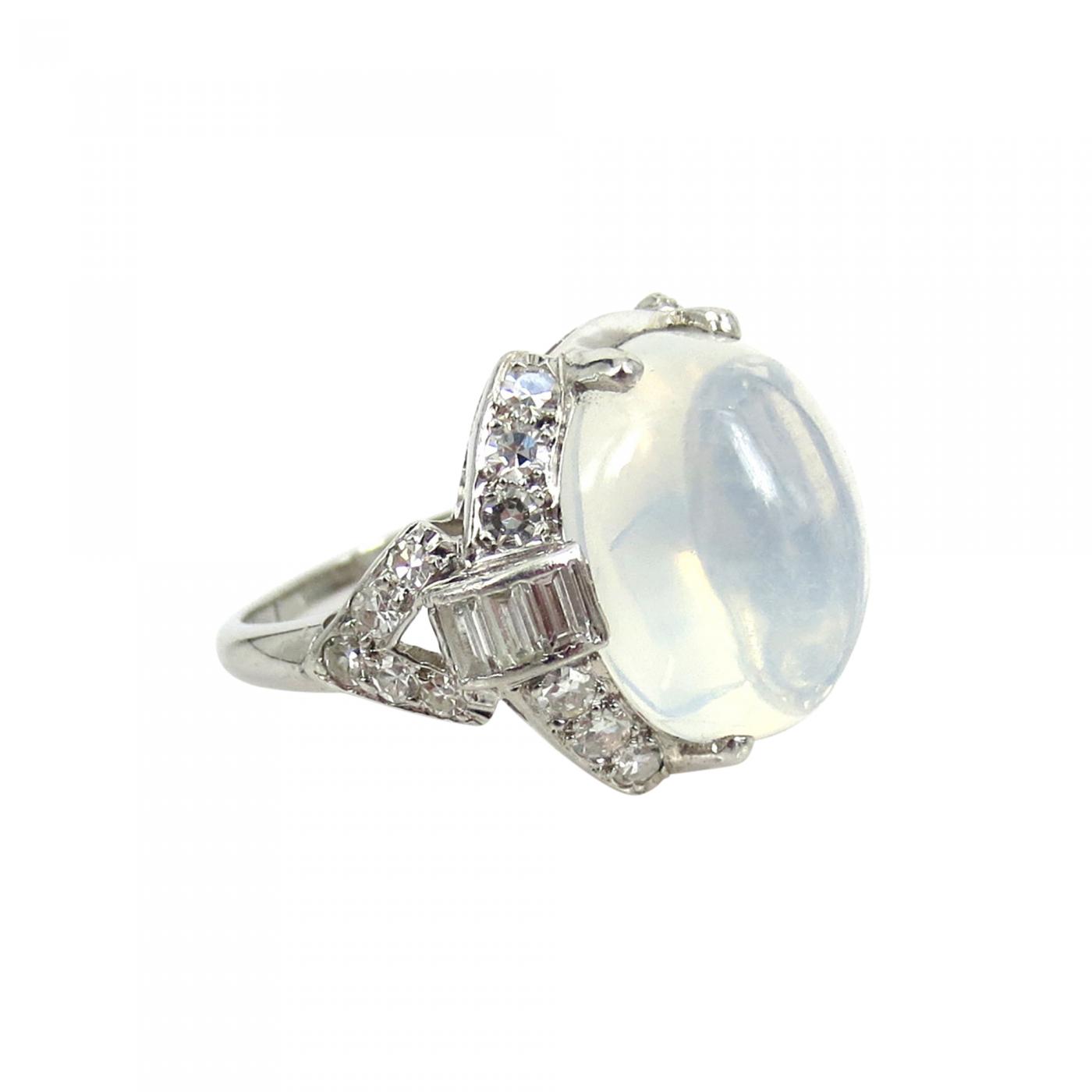 antique moonstone and diamond ring