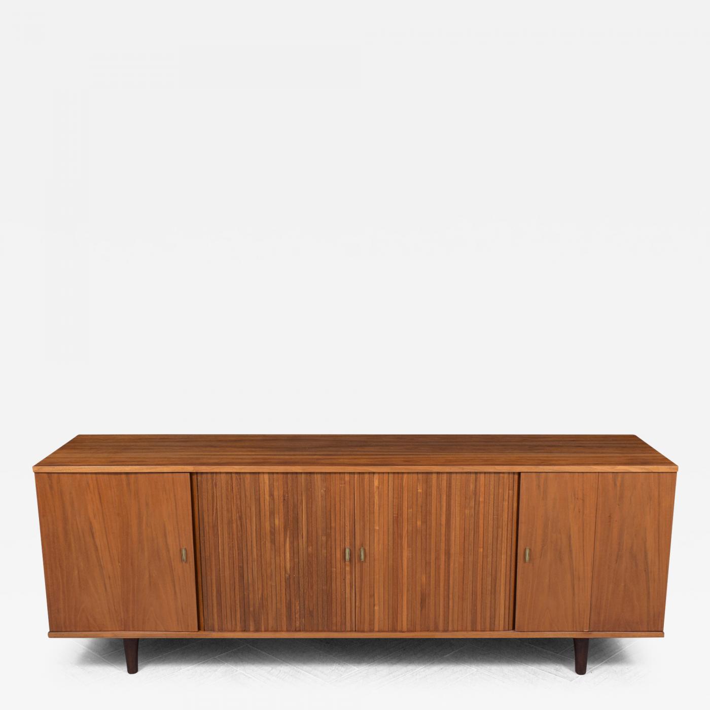 Vintage 1960s Mid-Century Modern Walnut Credenza with Tambour & Folding