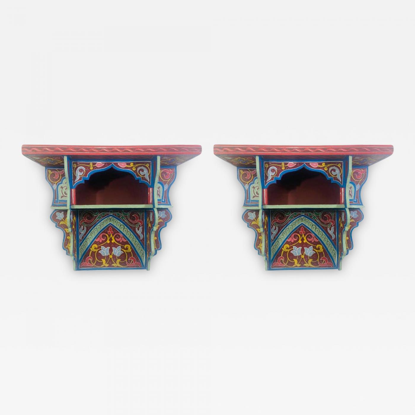 Vintage Blue Boho Chic Moroccan Spice Shelf or Rack a Pair