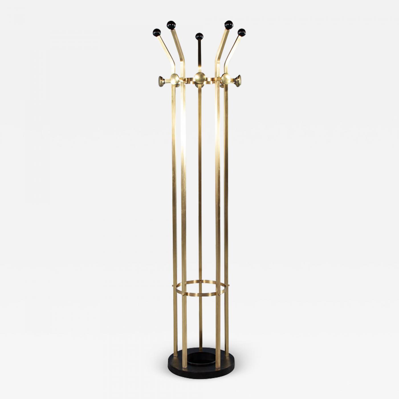 Vintage Brass Art Deco Hall Stand Coat Rack