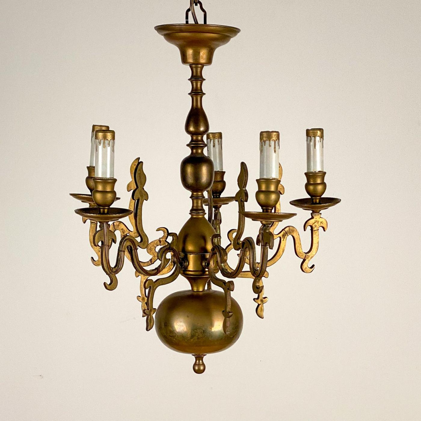 Vintage Brass Chandelier, England