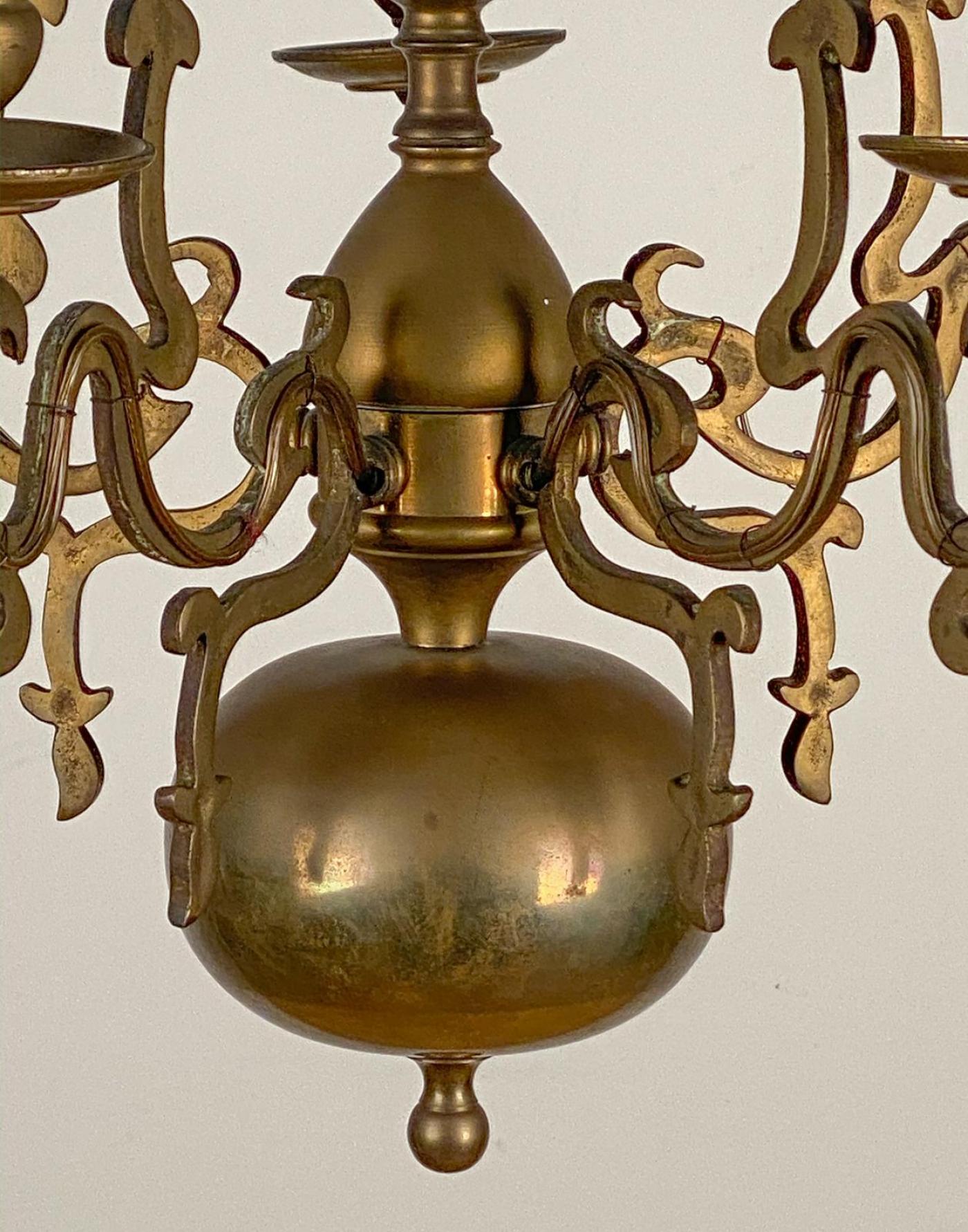 Vintage Brass Chandelier, England