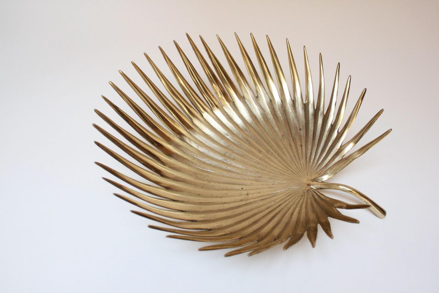Vintage Brass Palm Leaf Centerpiece Bowl/Catchall
