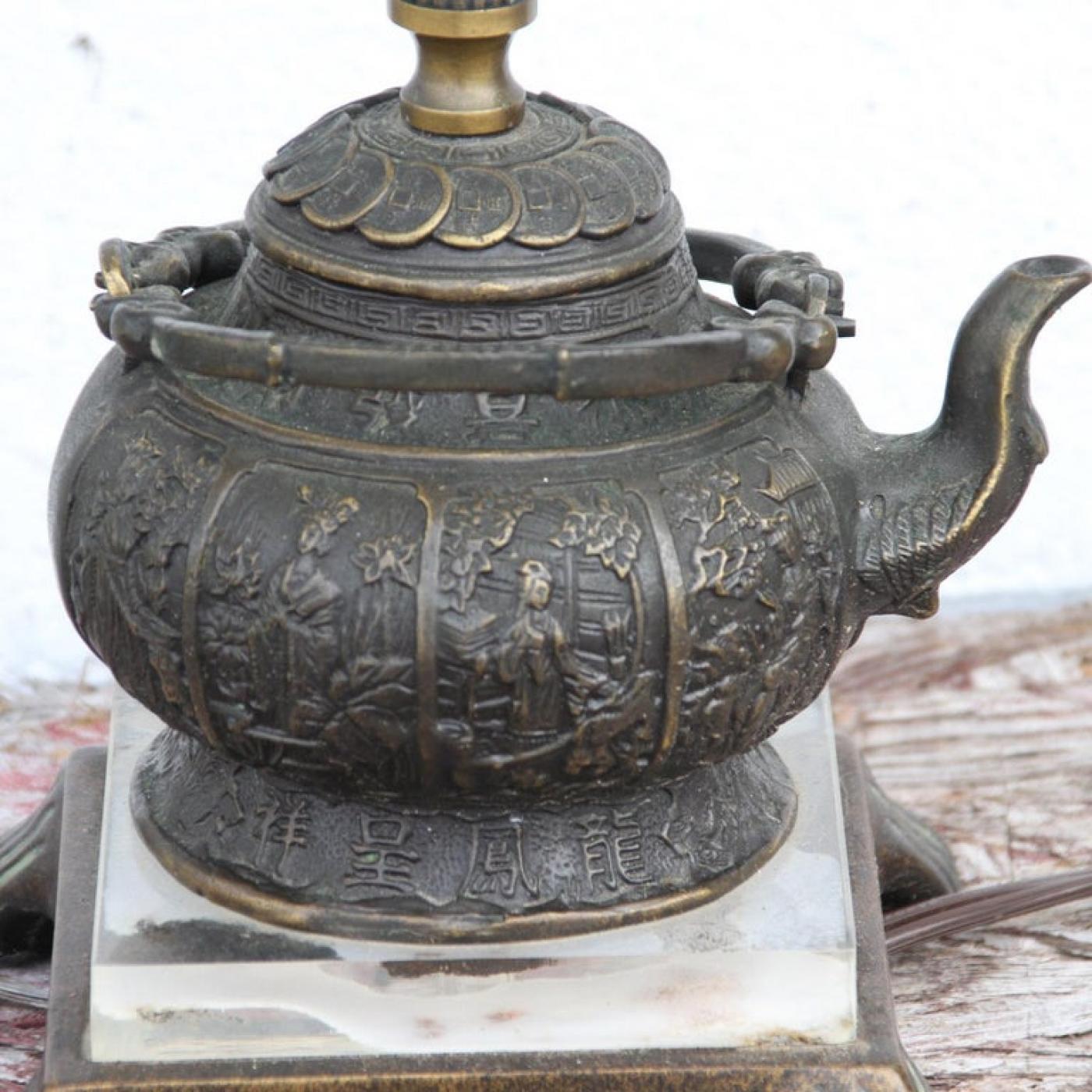 Vintage Brass Teapot Lamp by Quoizel