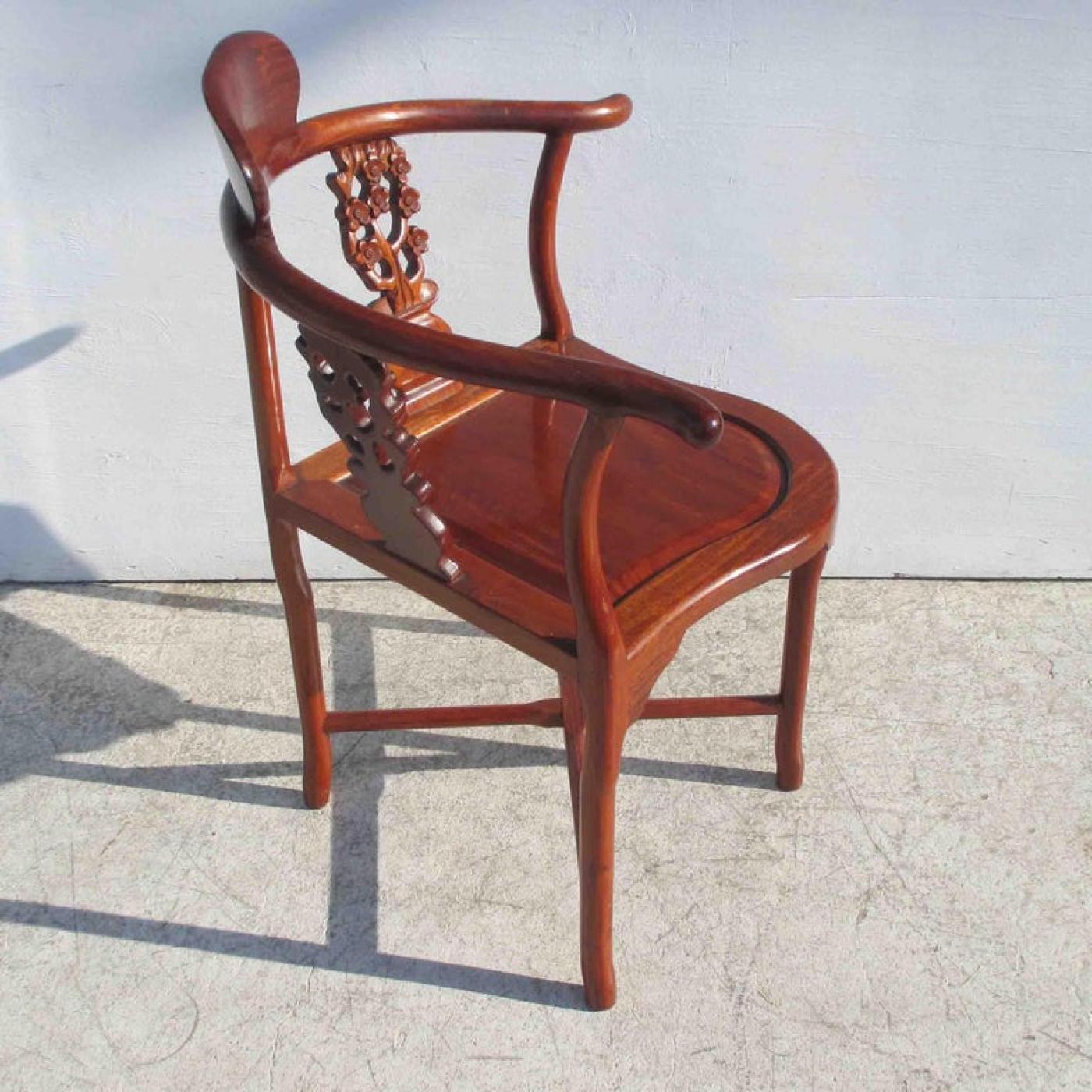 Vintage Chinoiserie Rosewood Corner Chair