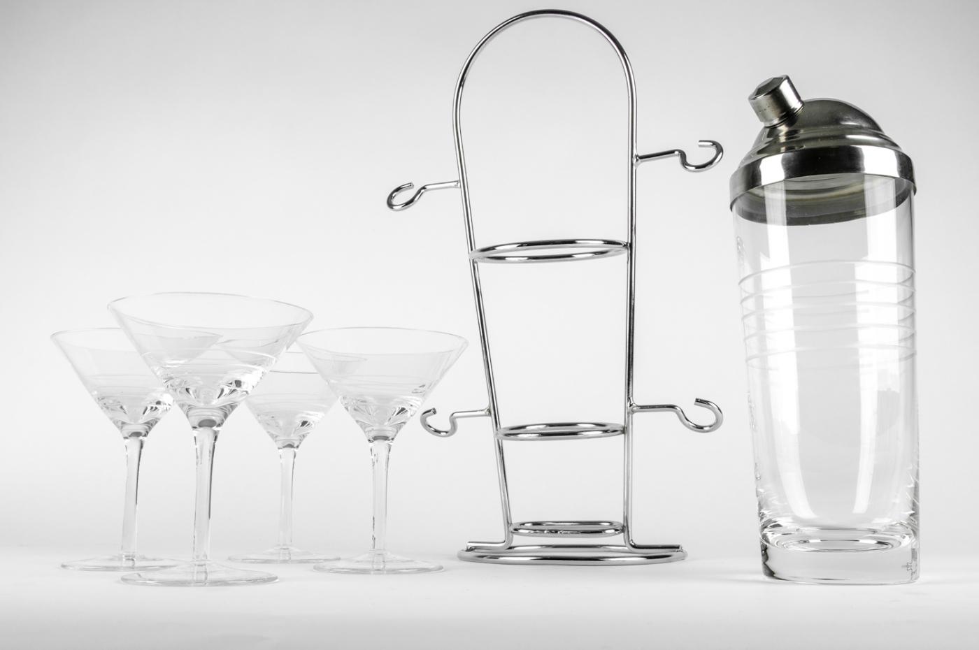 Vintage Crystal Martini / Cocktail Set
