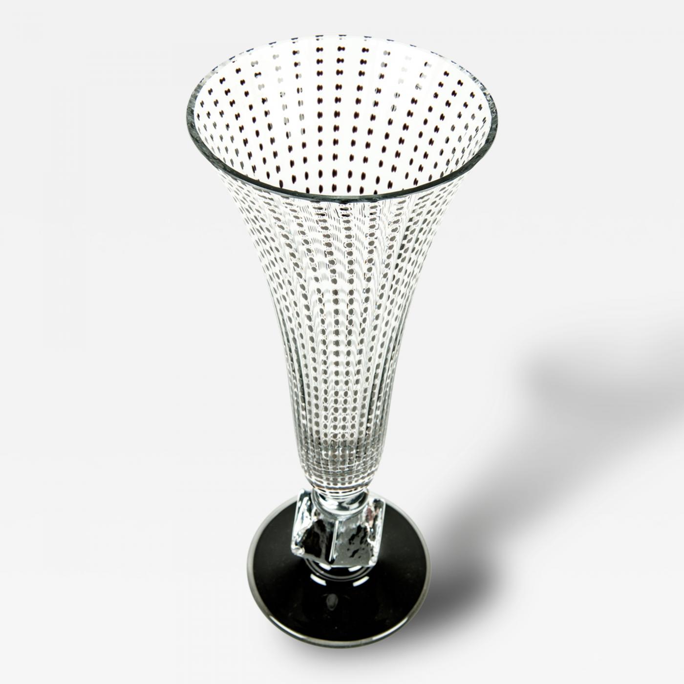 Vintage Crystal Vase with Diamond Cut Stem