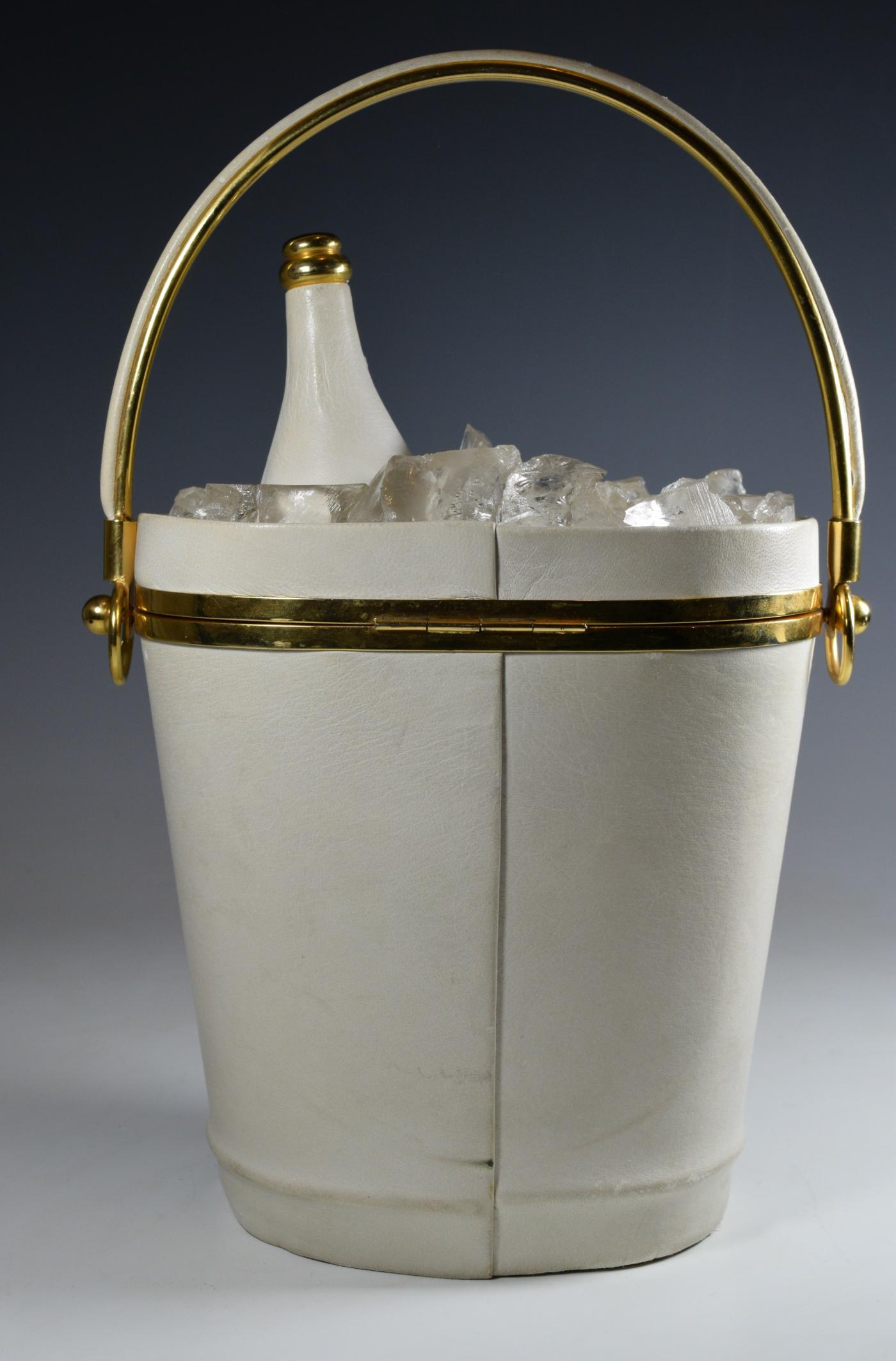 Vintage Designer Handbag Champagne Bottle Ice Bucket Trompe L'oeil 1960's