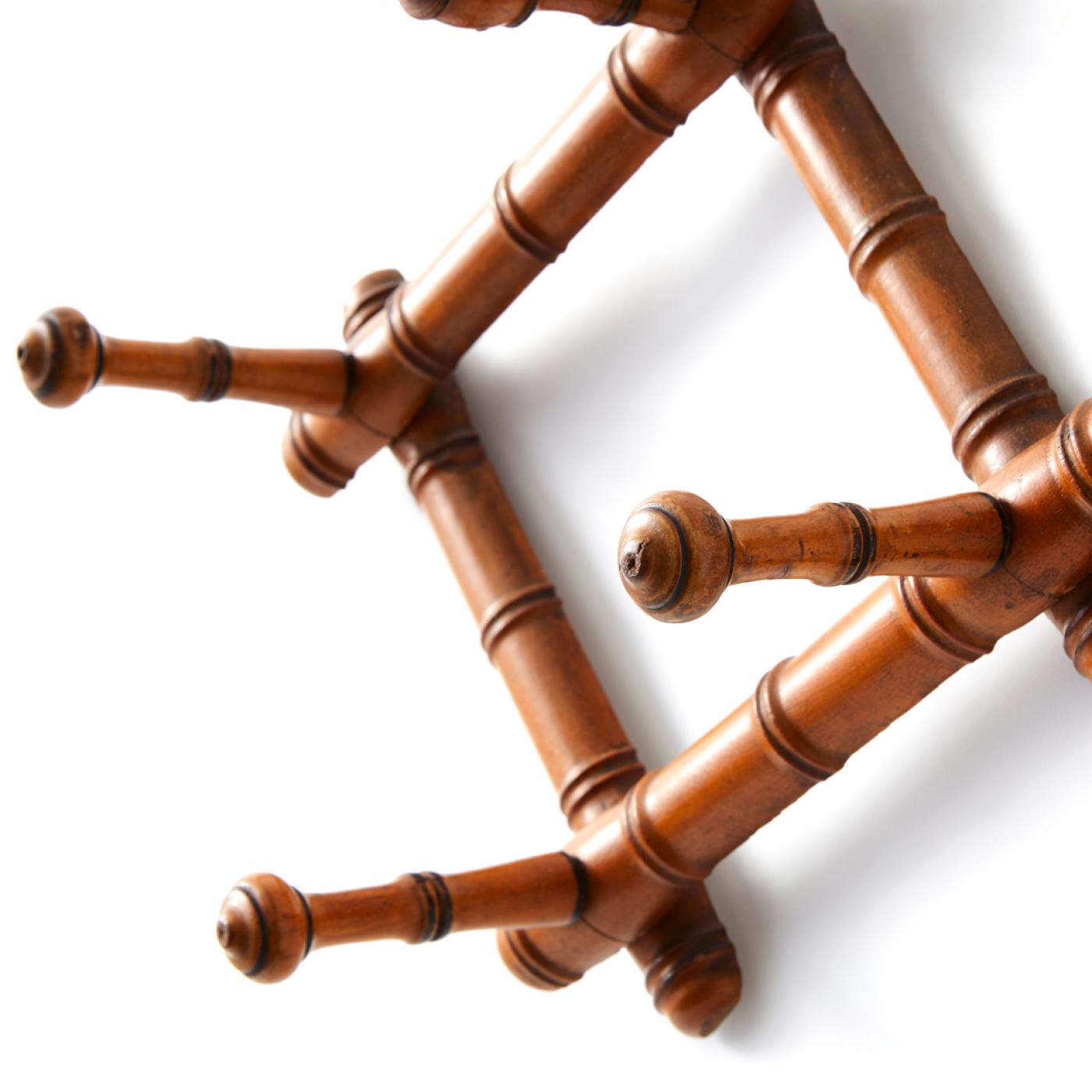 Vintage French Bamboo Accordion Hat Rack