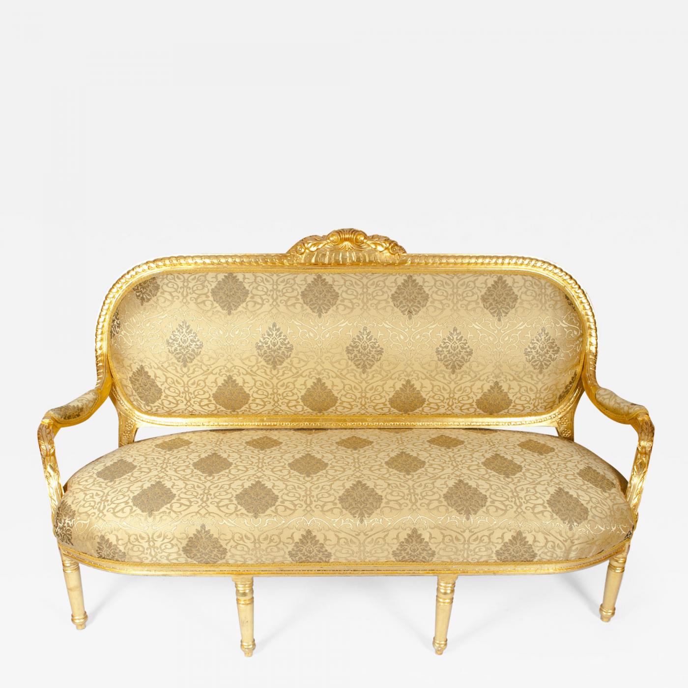 Vintage Gilded Wood Framed Gold Settee