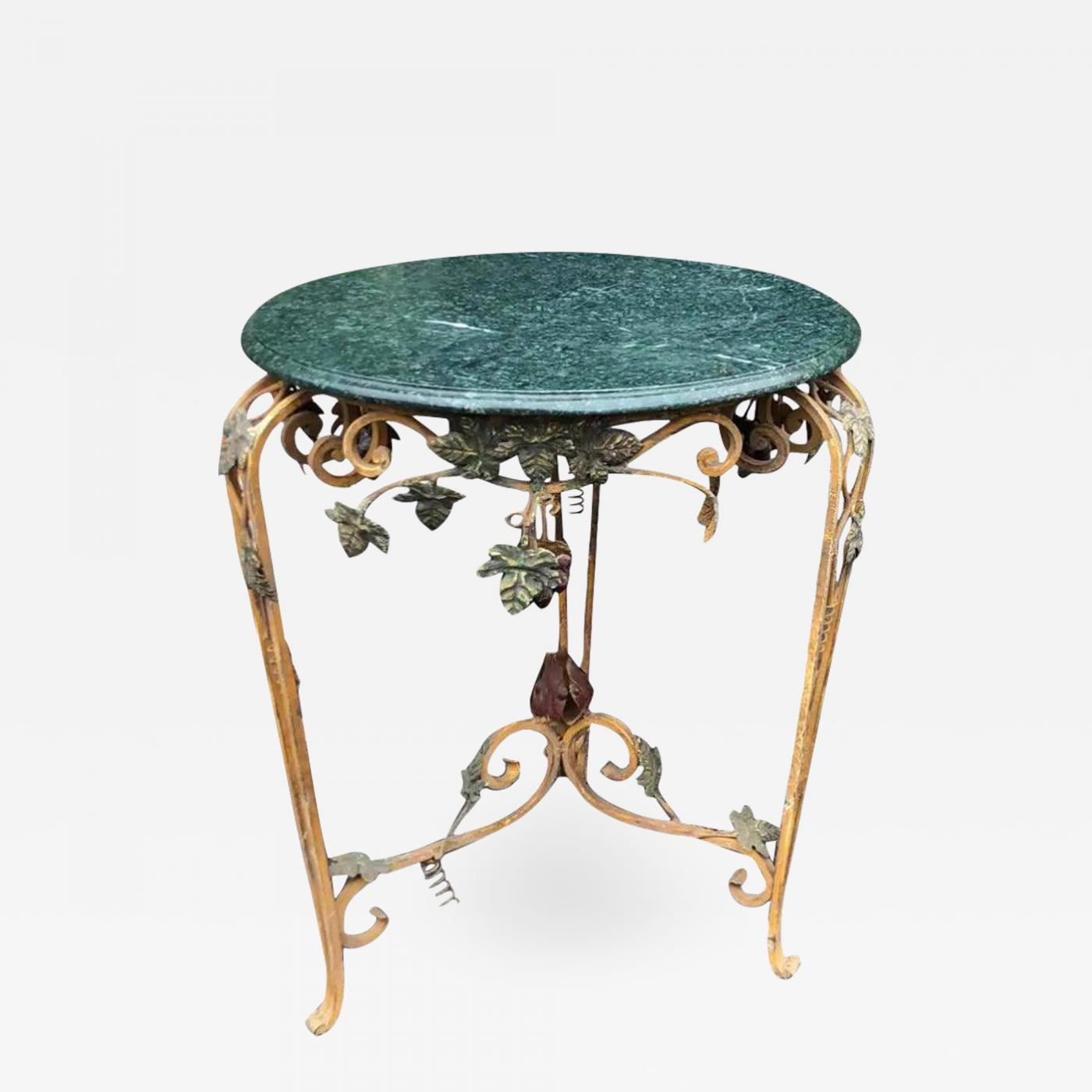 Marble Top Iron and Tole Coffee Table