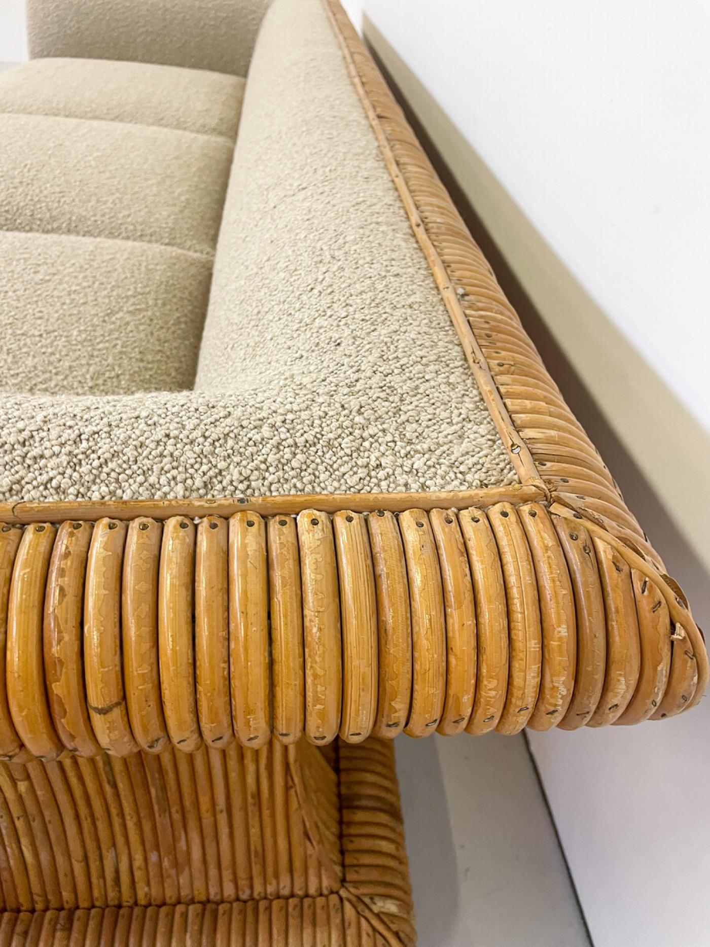 Vintage Italian Rattan Three Seater Sofa