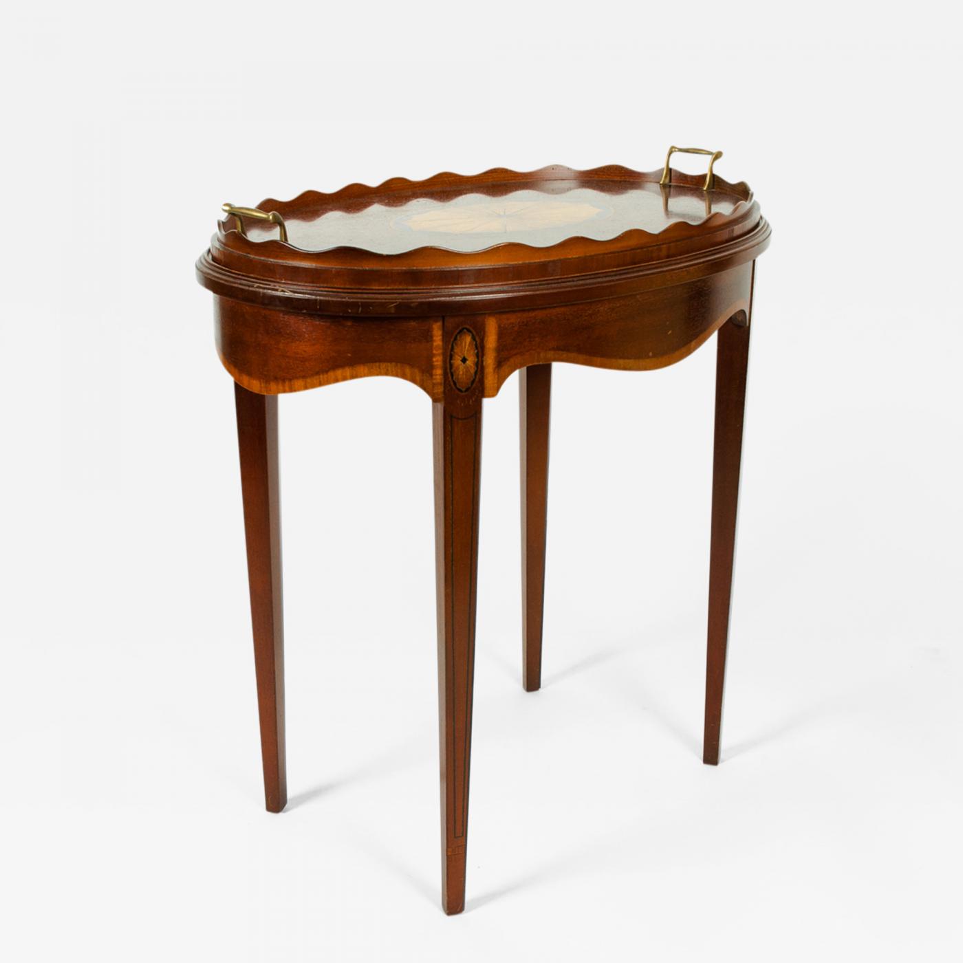Vintage Mahogany Tray Top Serving Side Table