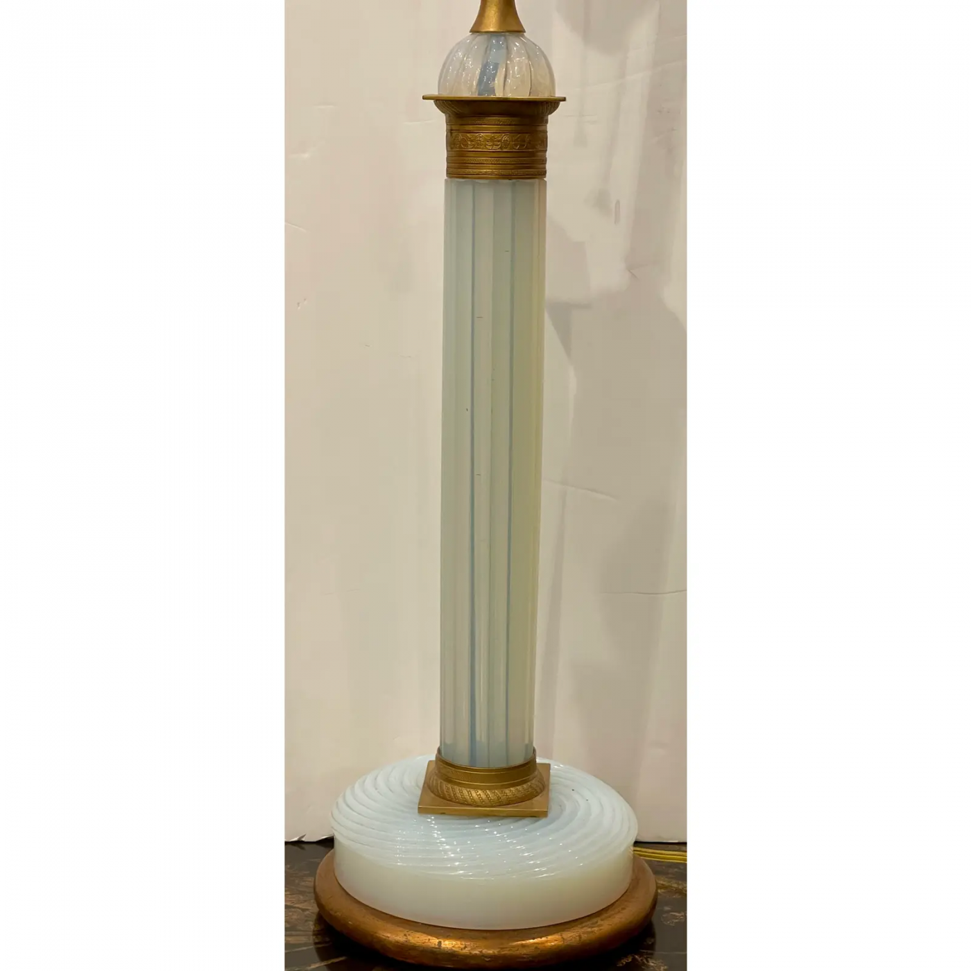 Vintage Marbro Opaline Murano Glass Column Table Lamp