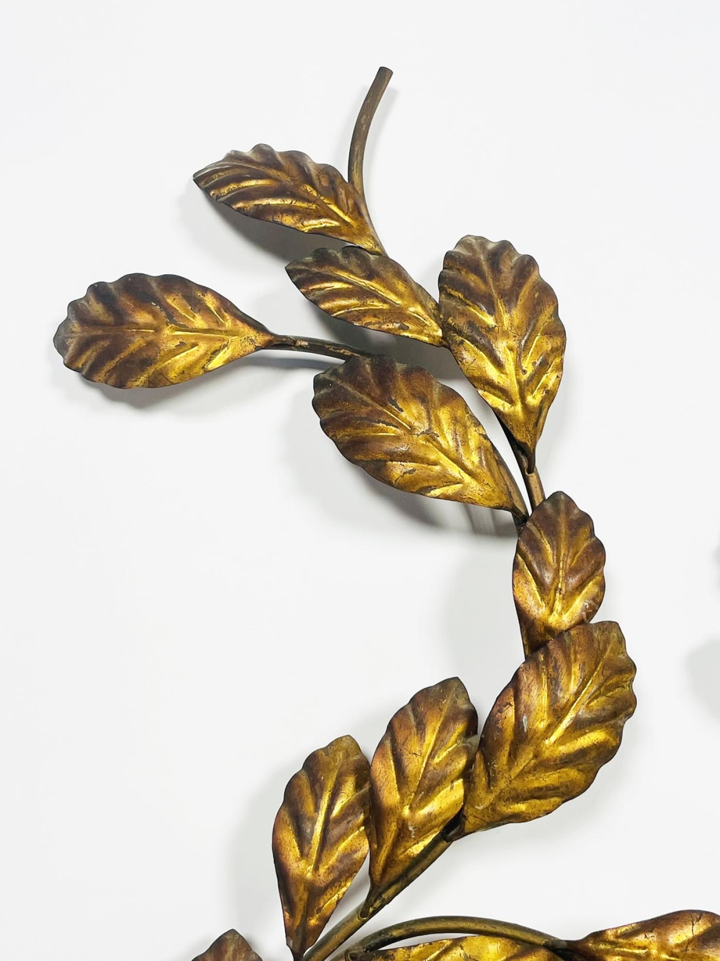 Vintage Metal Wall Sculpture with Gold Gilding, made in Italy.