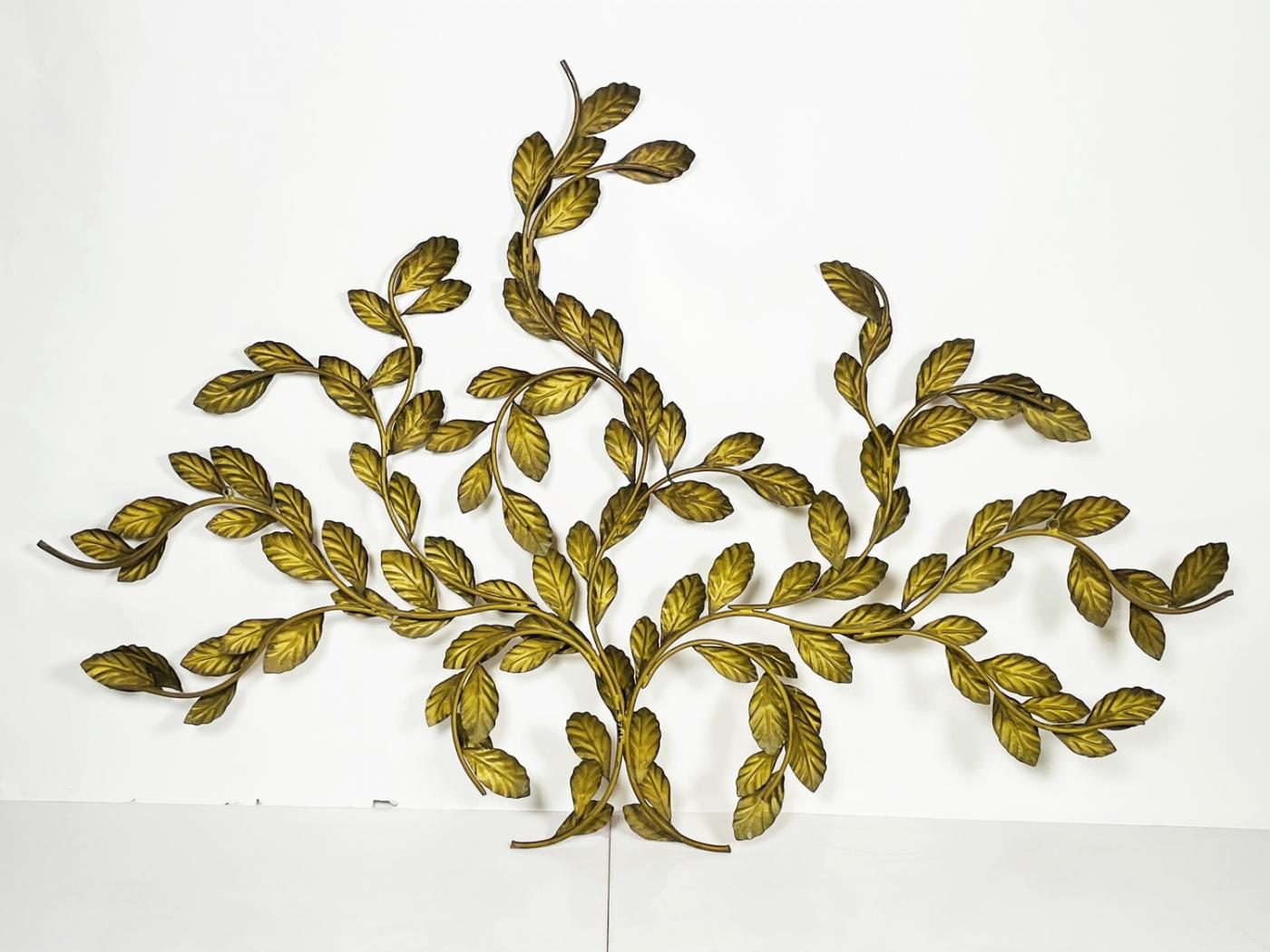 Vintage Metal Wall Sculpture with Gold Gilding, made in Italy.