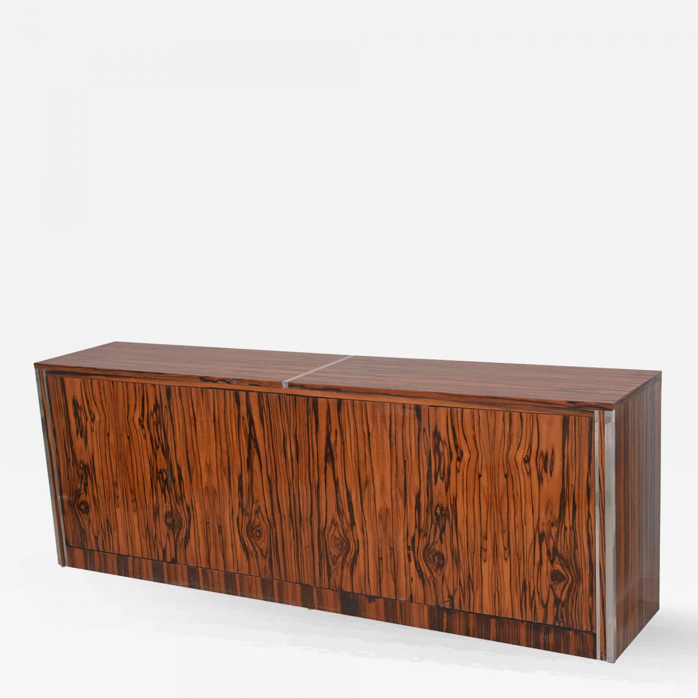 Vintage Mid Century Modern Zebrawood Cabinet Credenza