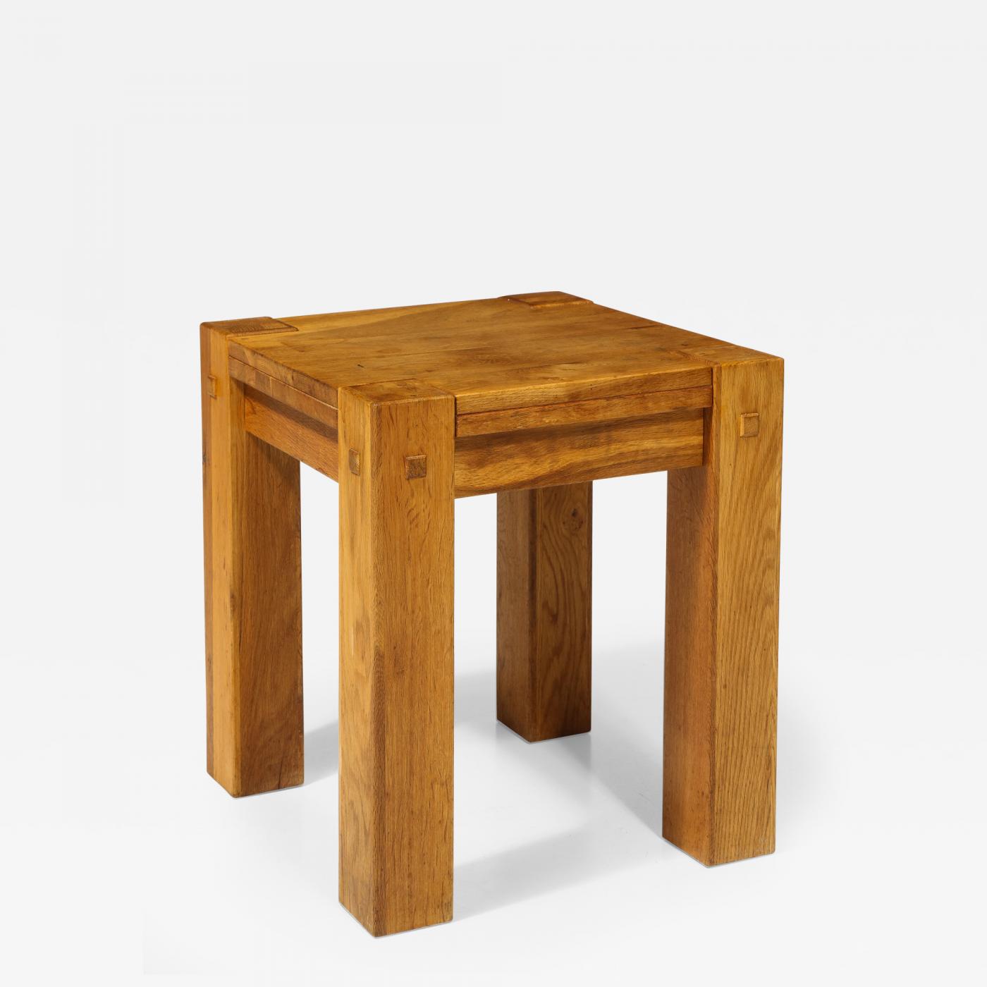 Vintage Rustic Elm Side Table, France, C. 1970s