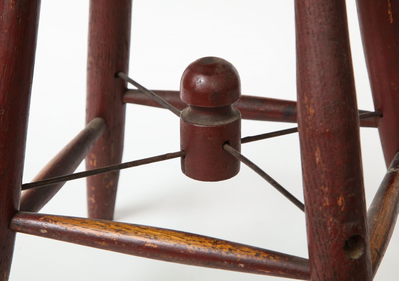 Vintage Rustic Four-Legged Maroon Stool