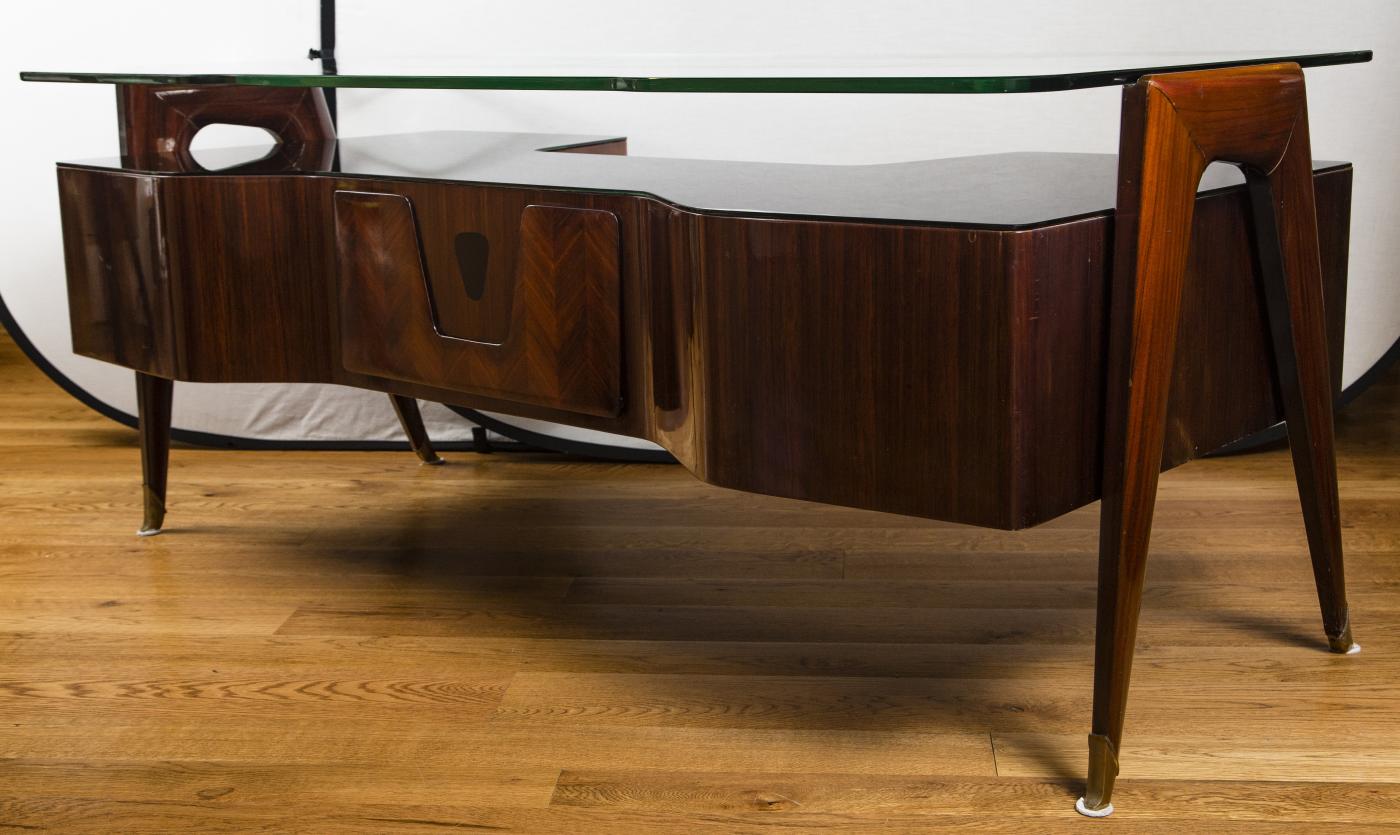 Vittorio Dassi Mobilificio Dassi Dassi Italian Mid Century Floating Glass Executive Desk 0031