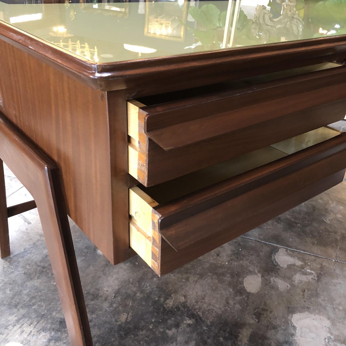 Vittorio Dassi Mobilificio Dassi Dassi Rare Italian Executive Desk With Floating Glass Top 8219