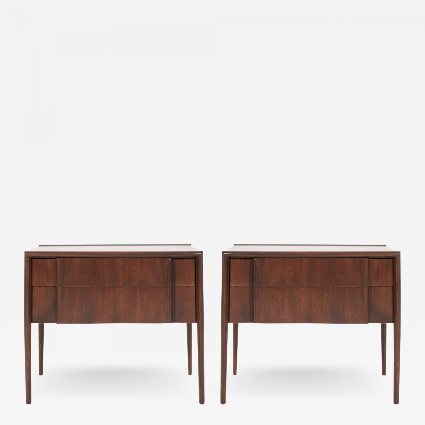 Drexel (Drexel Heritage Furniture) Walnut Bedside Tables by Drexel, C