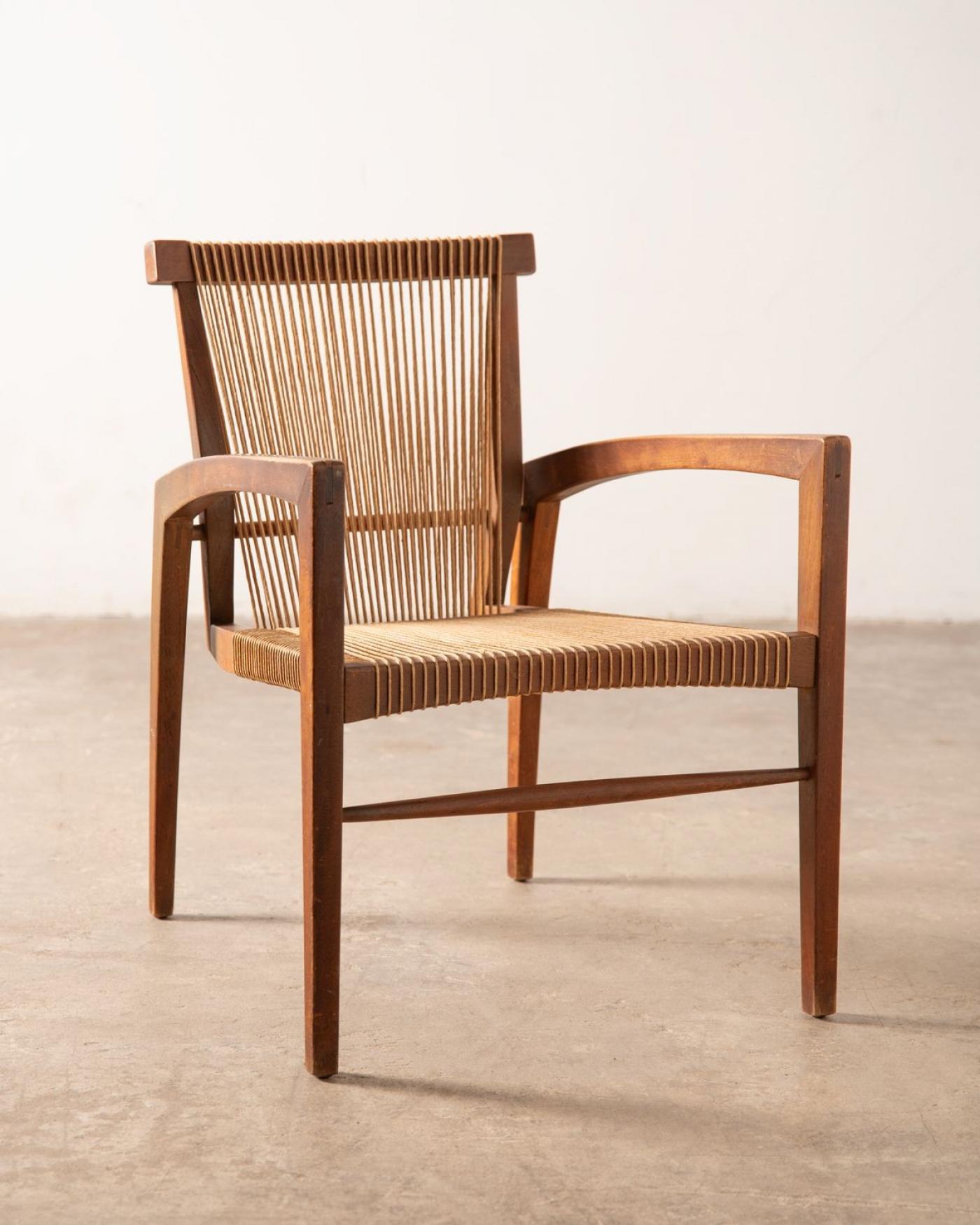 Walnut Sculptural String Chair Crafted in the Irving Sabo Studio for ...