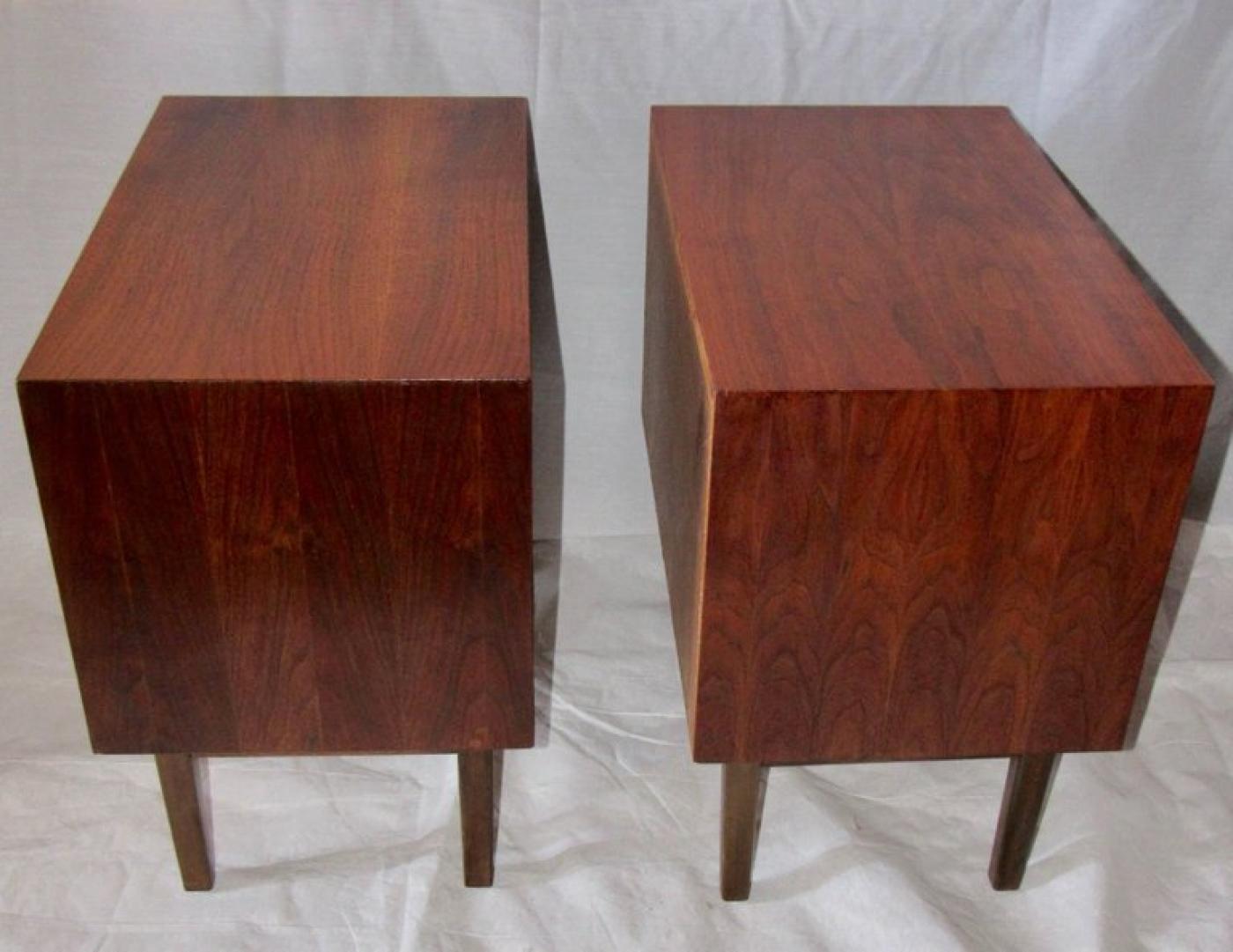 Walnut and Rosewood Nightstands by H. Paul Browning for Stanley