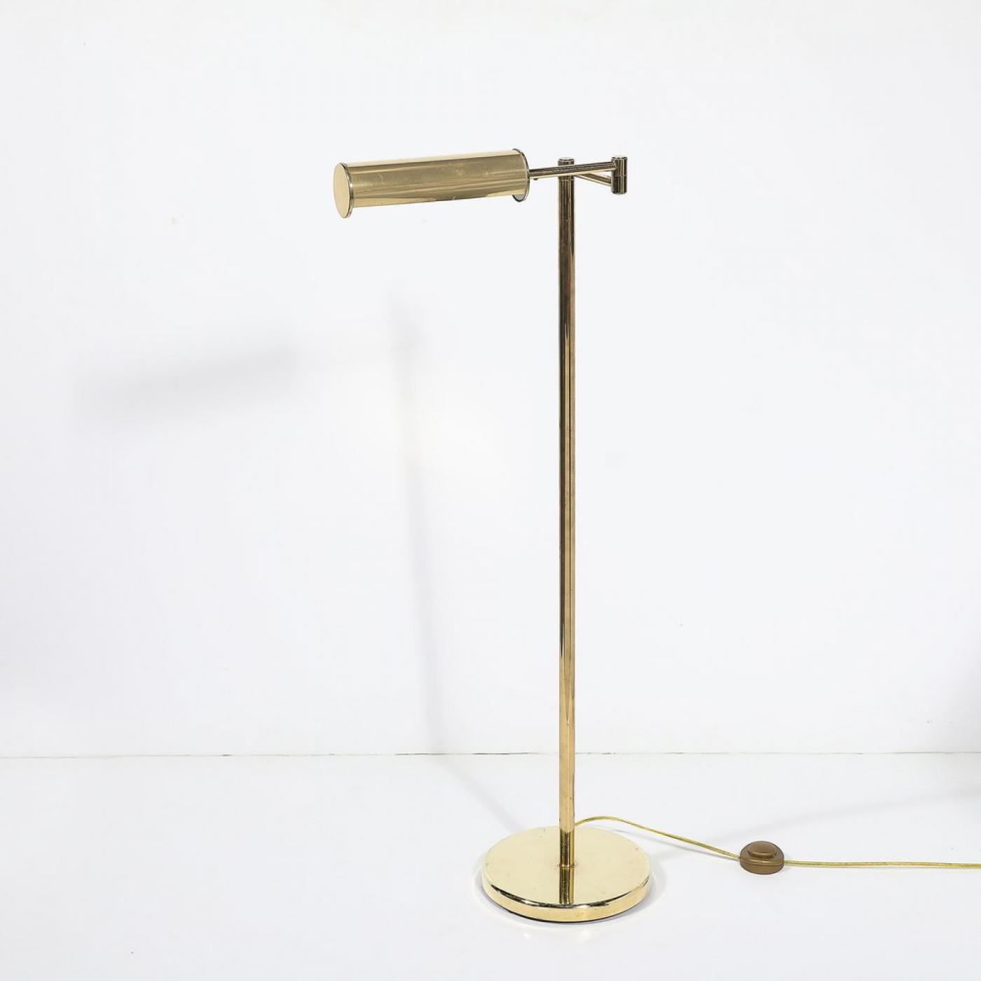 Walter Von Nessen - Mid-Century Modernist Articulating Brass Floor Lamp ...