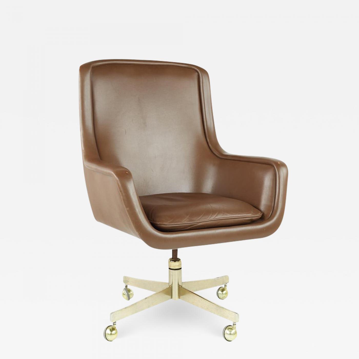 Midcentury-Style Leather High-Back Office Chair