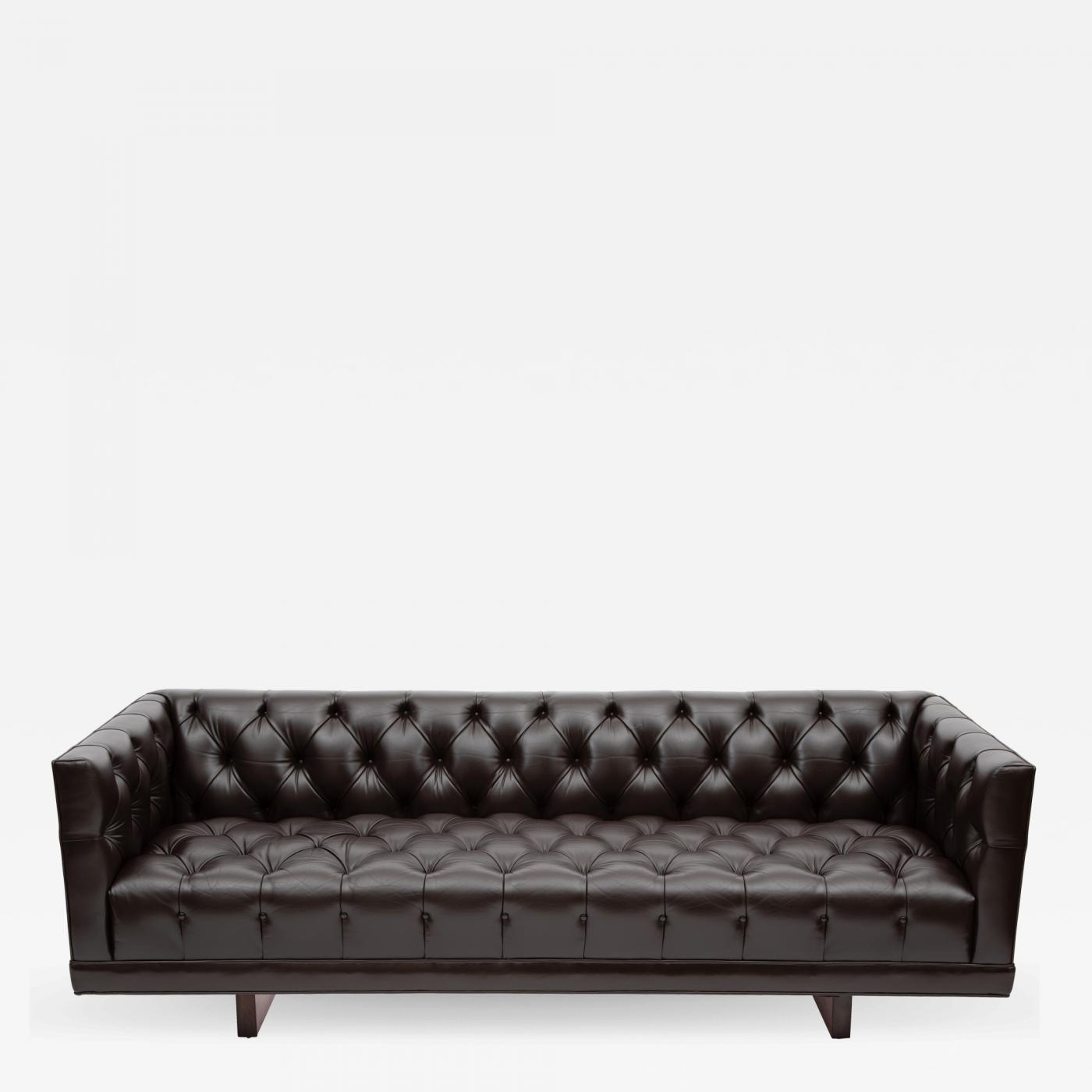 Ward Bennett Ward Bennett Button Tufted Leather Sofa For Lehigh Furniture Circa 1960s